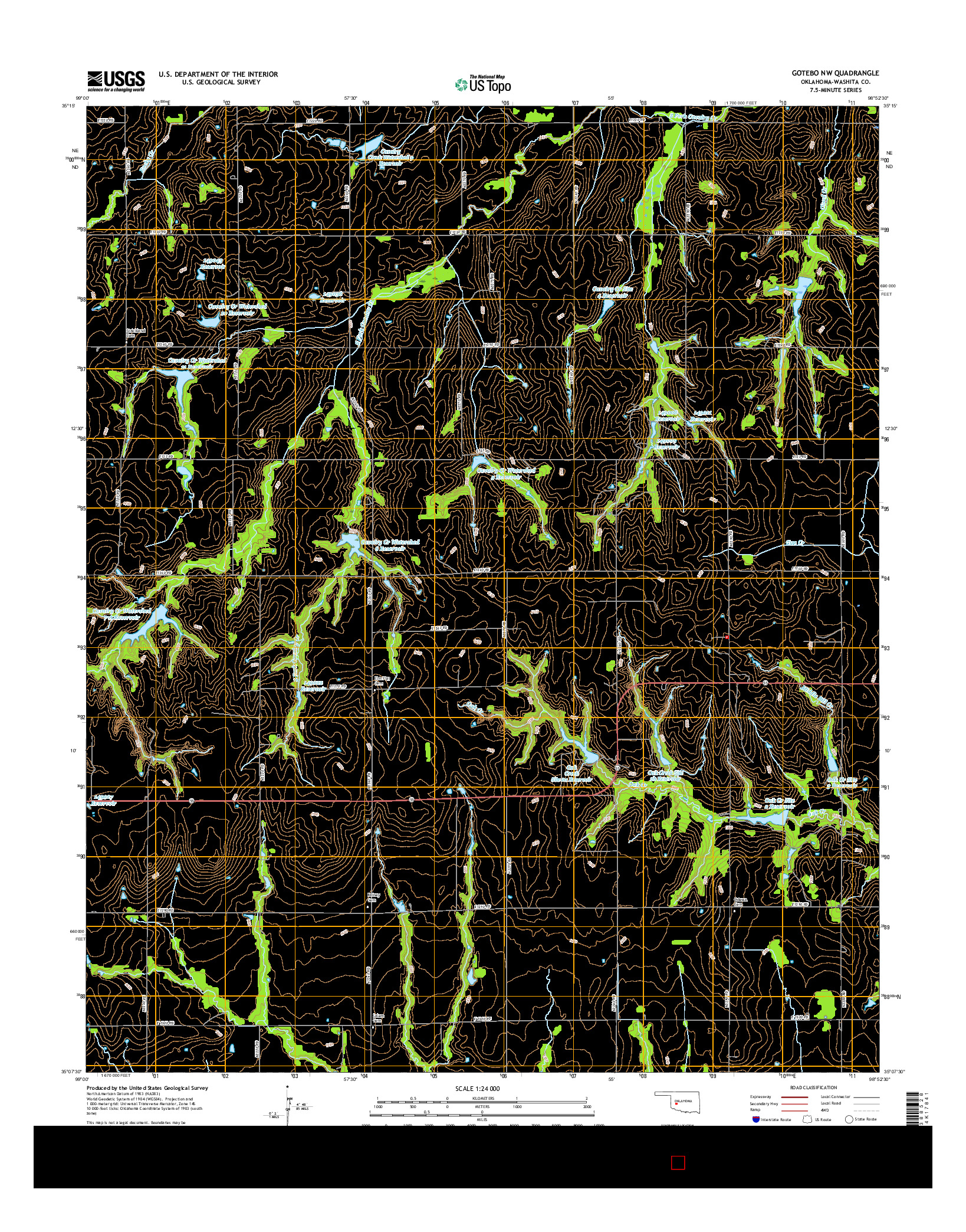 USGS US TOPO 7.5-MINUTE MAP FOR GOTEBO NW, OK 2016