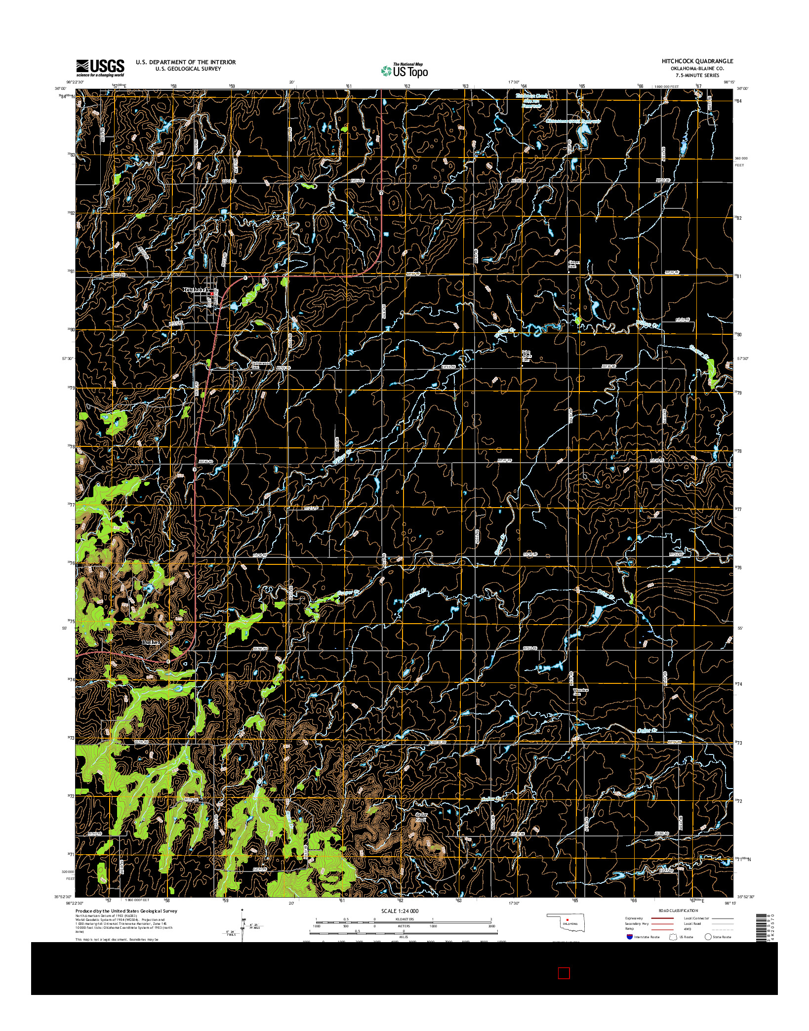 USGS US TOPO 7.5-MINUTE MAP FOR HITCHCOCK, OK 2016