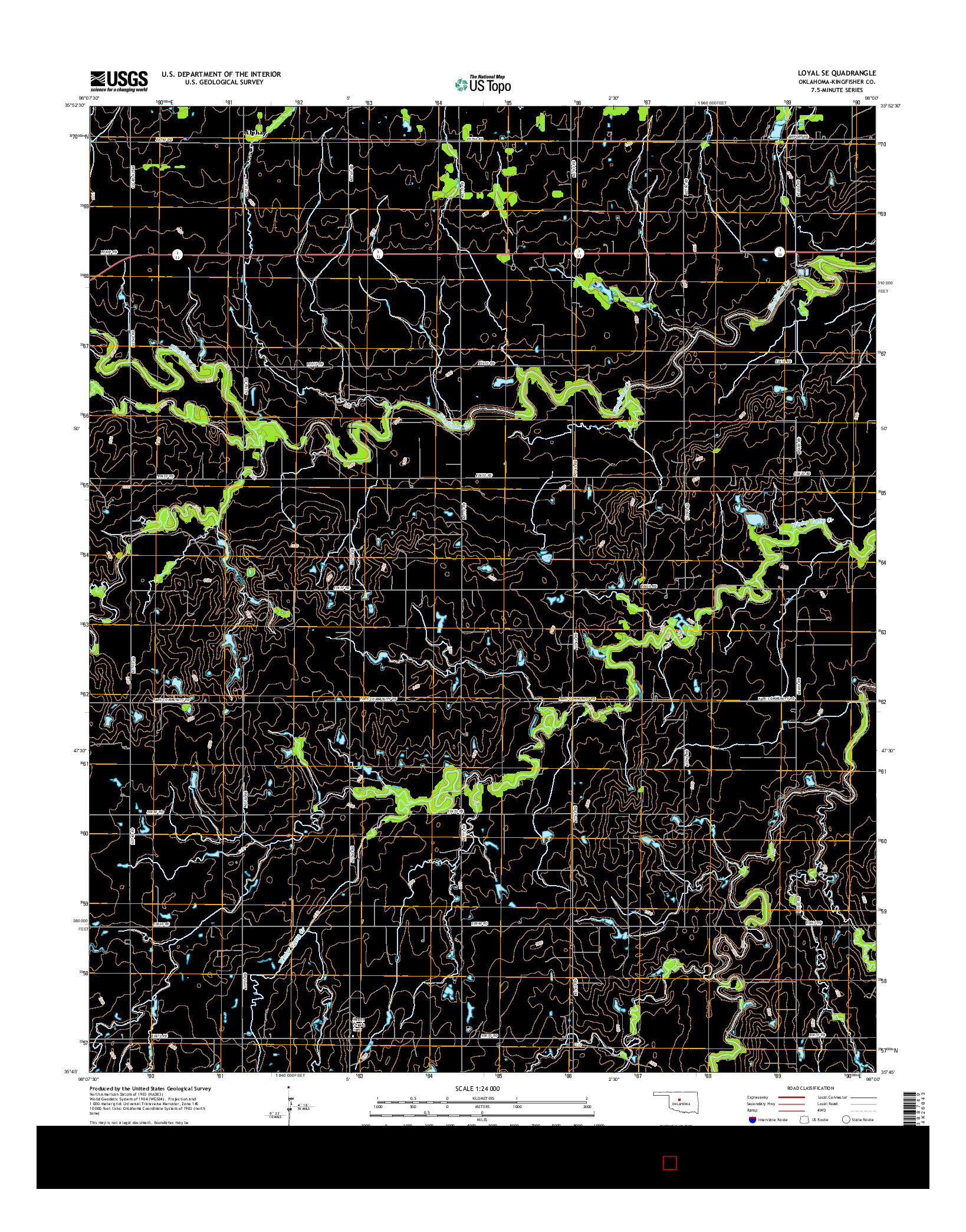 USGS US TOPO 7.5-MINUTE MAP FOR LOYAL SE, OK 2016