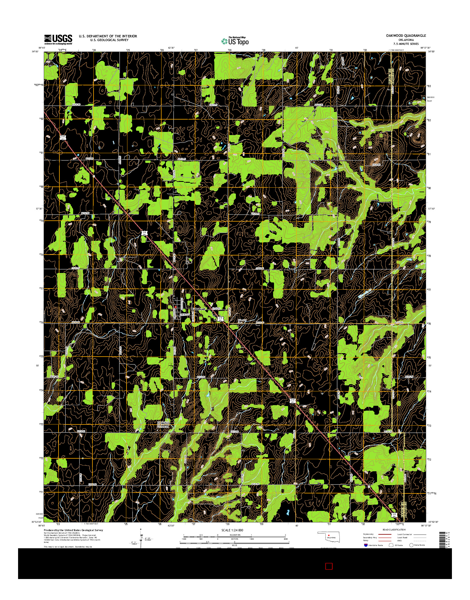 USGS US TOPO 7.5-MINUTE MAP FOR OAKWOOD, OK 2016