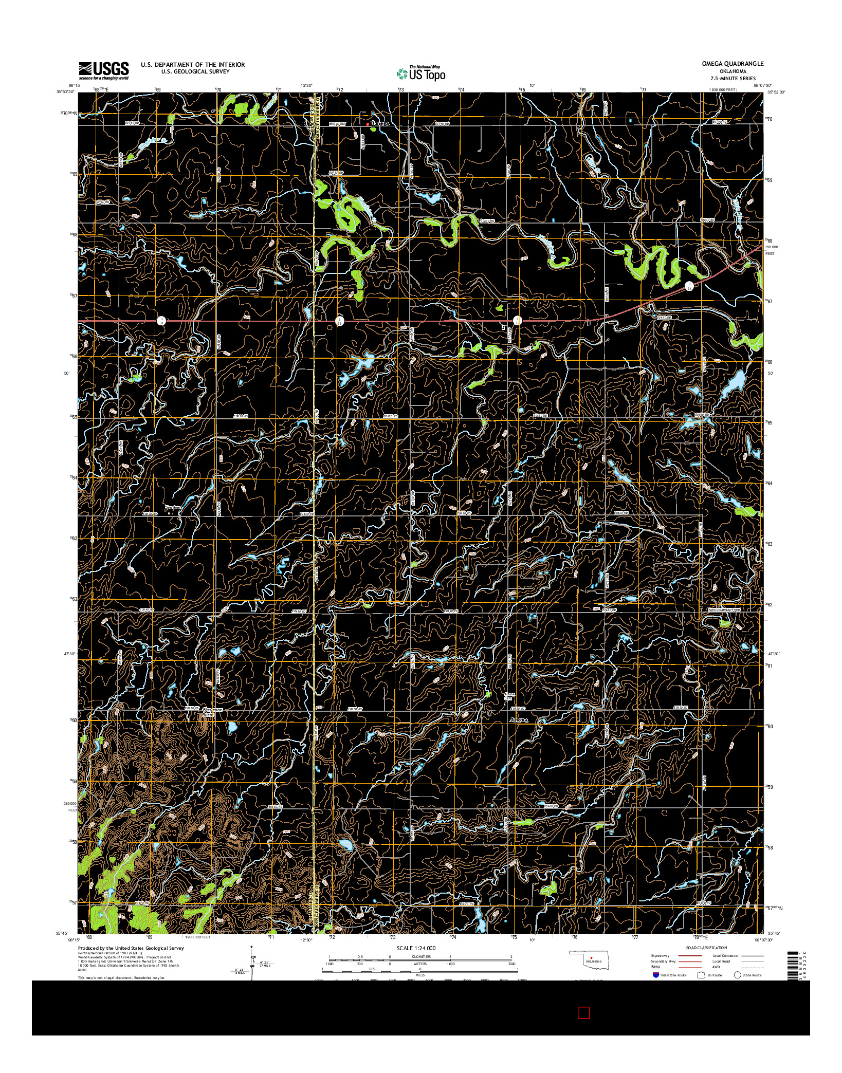 USGS US TOPO 7.5-MINUTE MAP FOR OMEGA, OK 2016