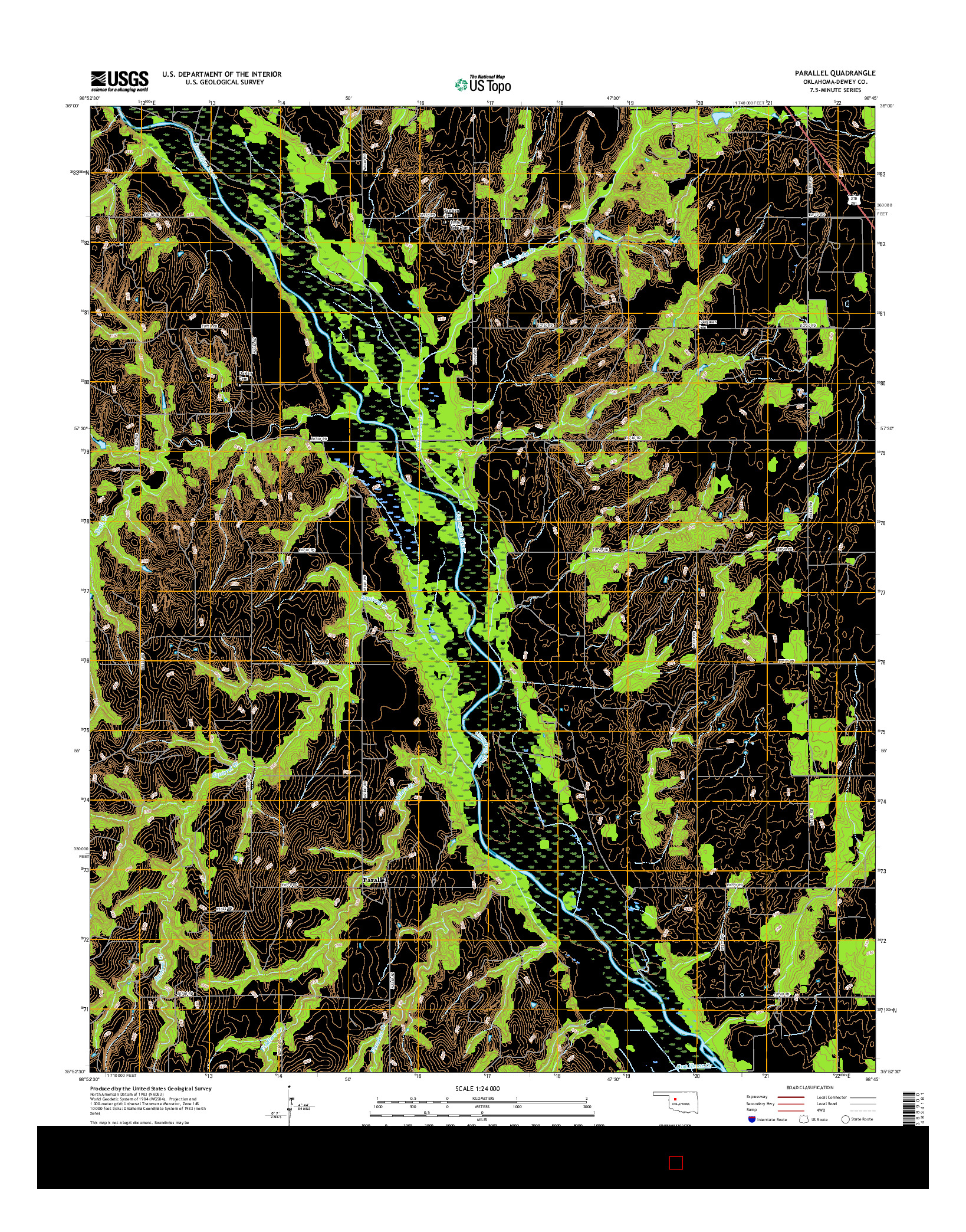 USGS US TOPO 7.5-MINUTE MAP FOR PARALLEL, OK 2016