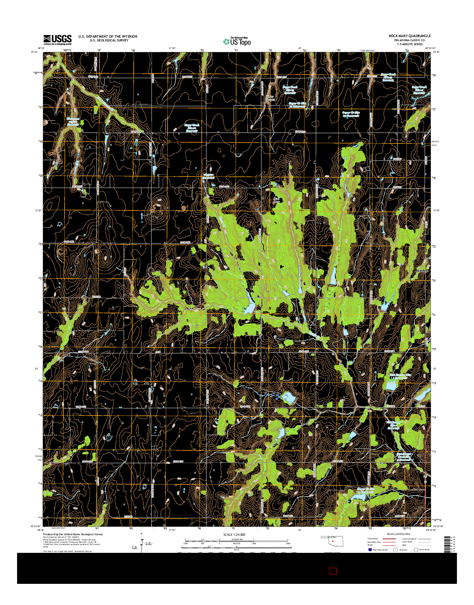 USGS US TOPO 7.5-MINUTE MAP FOR ROCK MARY, OK 2016