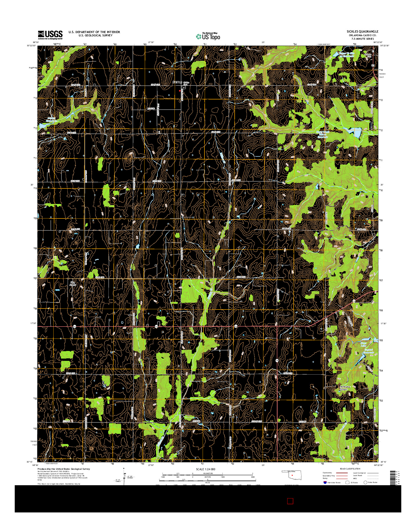 USGS US TOPO 7.5-MINUTE MAP FOR SICKLES, OK 2016