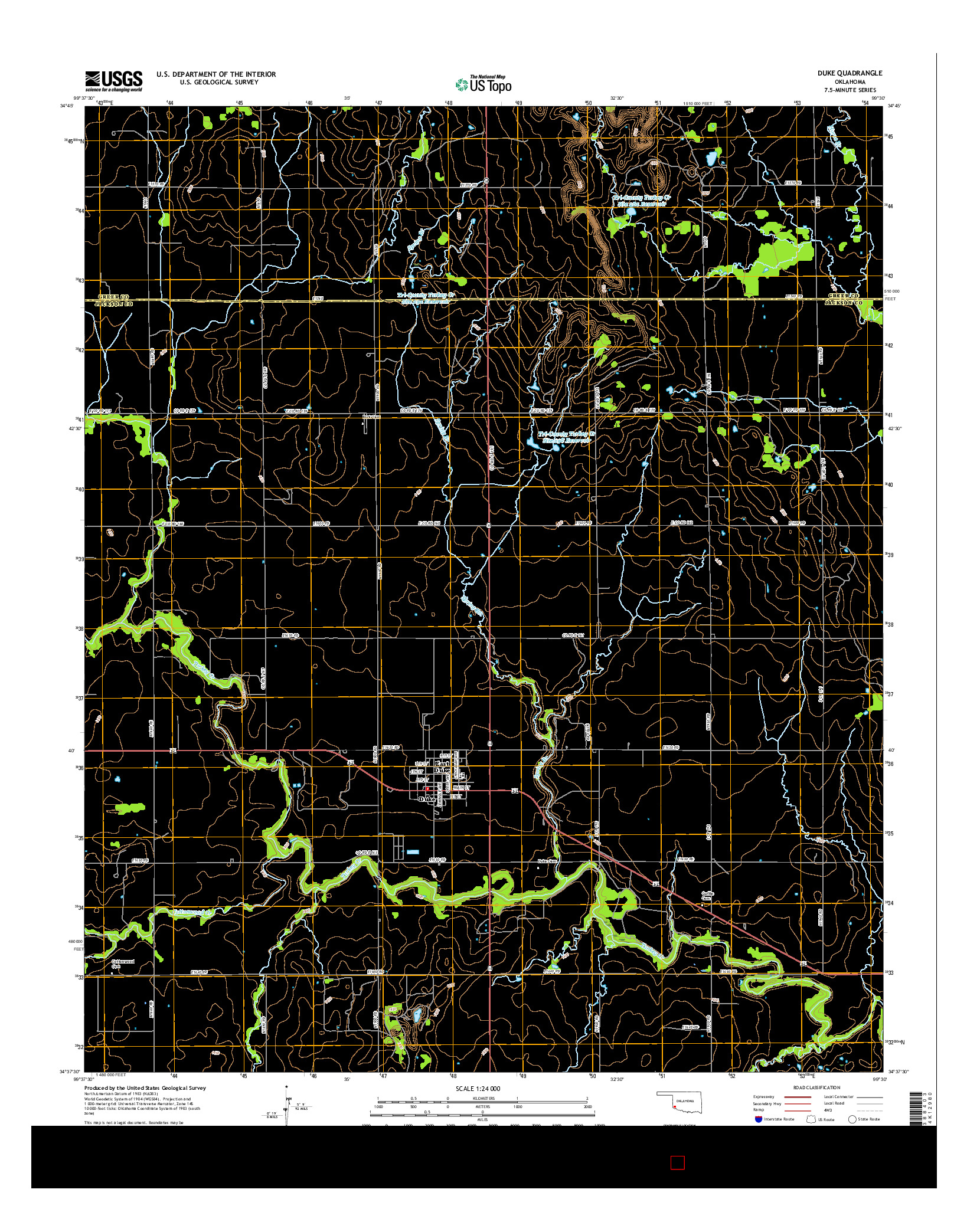 USGS US TOPO 7.5-MINUTE MAP FOR DUKE, OK 2016
