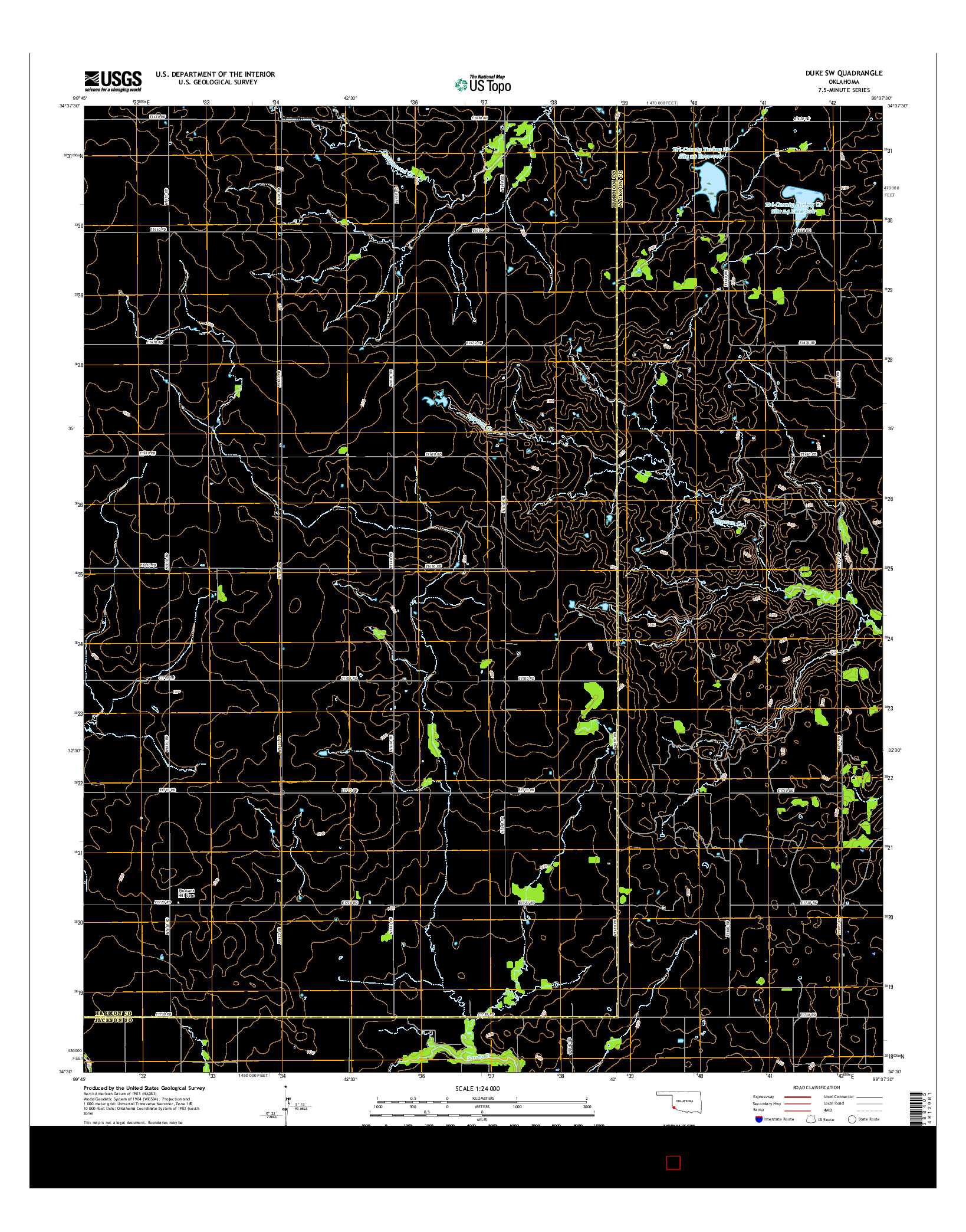 USGS US TOPO 7.5-MINUTE MAP FOR DUKE SW, OK 2016
