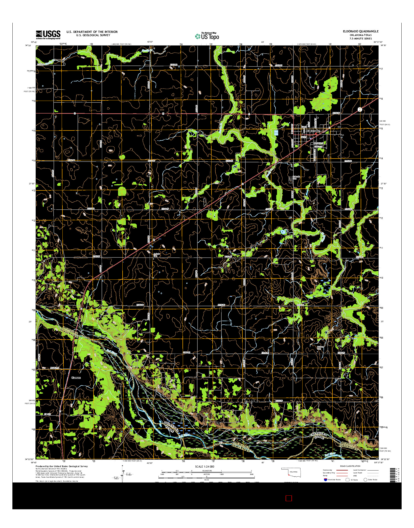 USGS US TOPO 7.5-MINUTE MAP FOR ELDORADO, OK-TX 2016