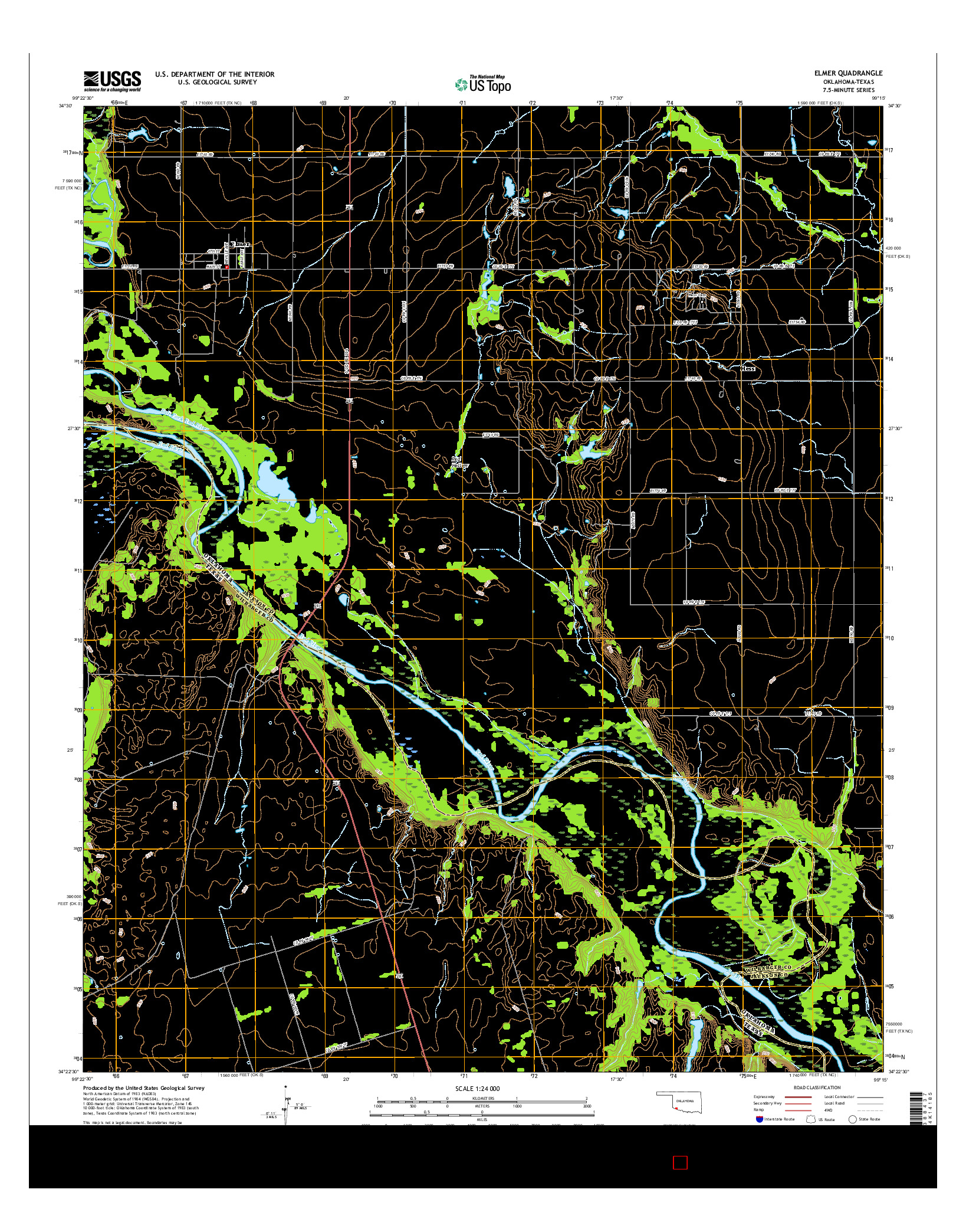 USGS US TOPO 7.5-MINUTE MAP FOR ELMER, OK-TX 2016