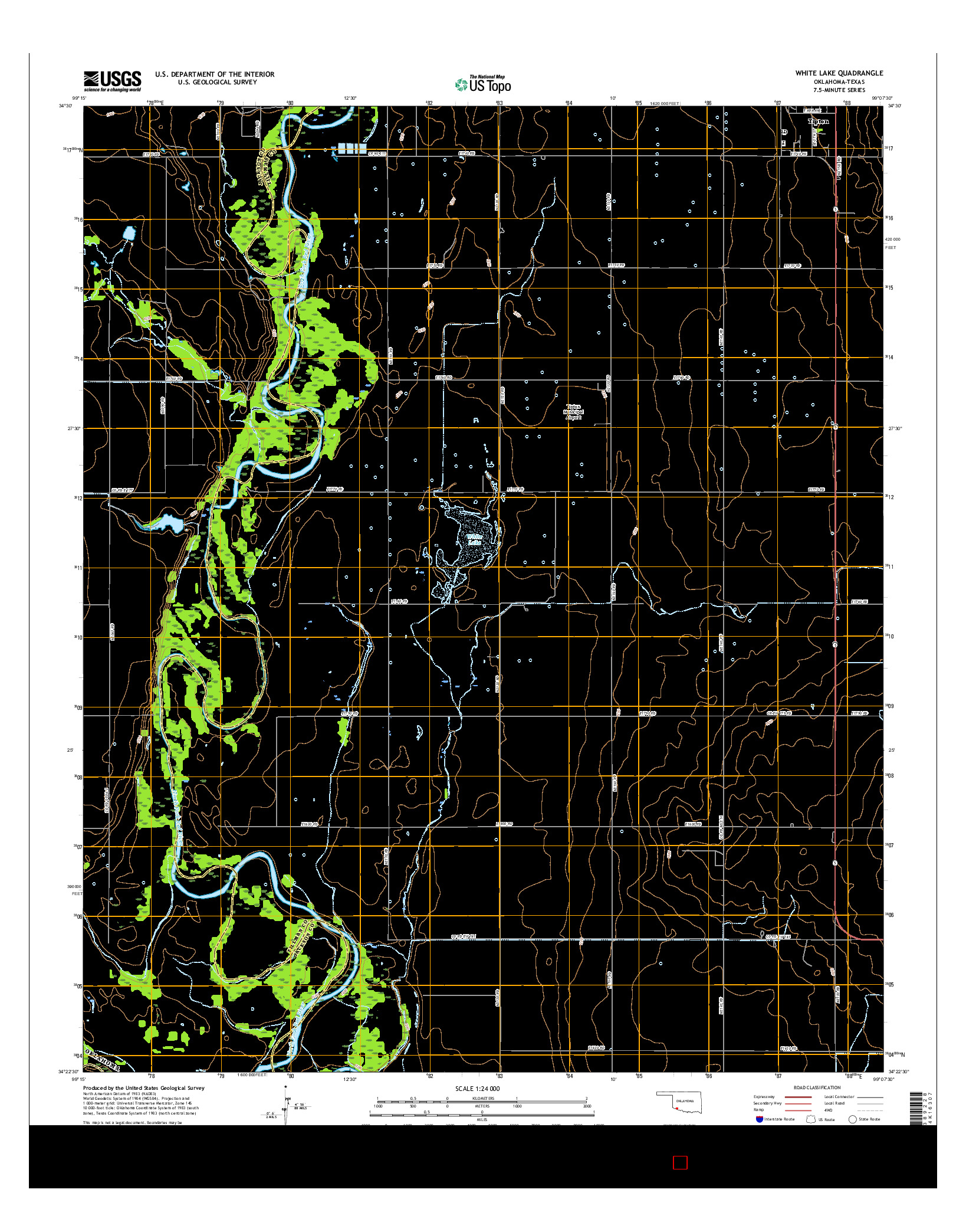 USGS US TOPO 7.5-MINUTE MAP FOR WHITE LAKE, OK-TX 2016