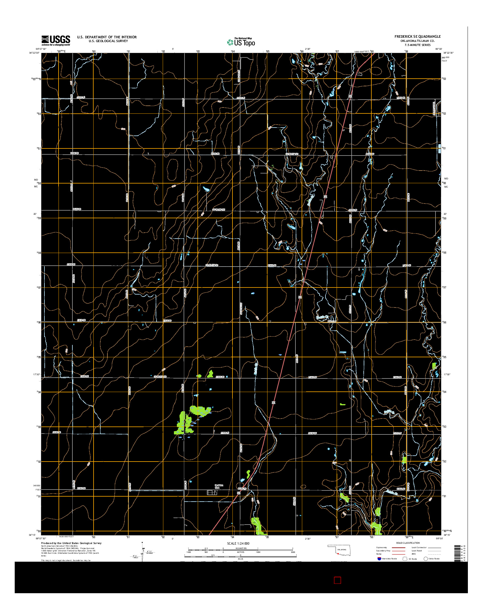 USGS US TOPO 7.5-MINUTE MAP FOR FREDERICK SE, OK 2016