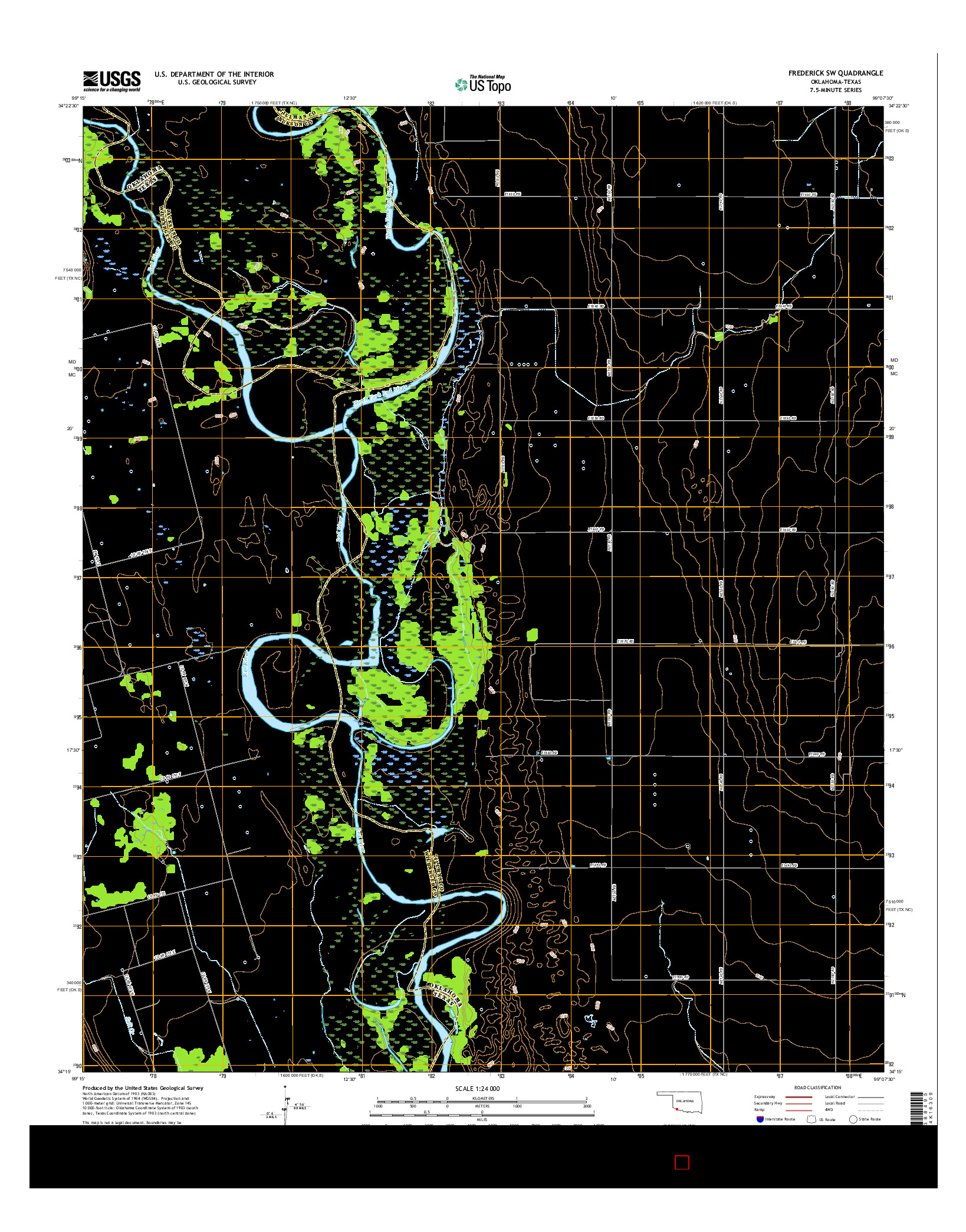 USGS US TOPO 7.5-MINUTE MAP FOR FREDERICK SW, OK-TX 2016