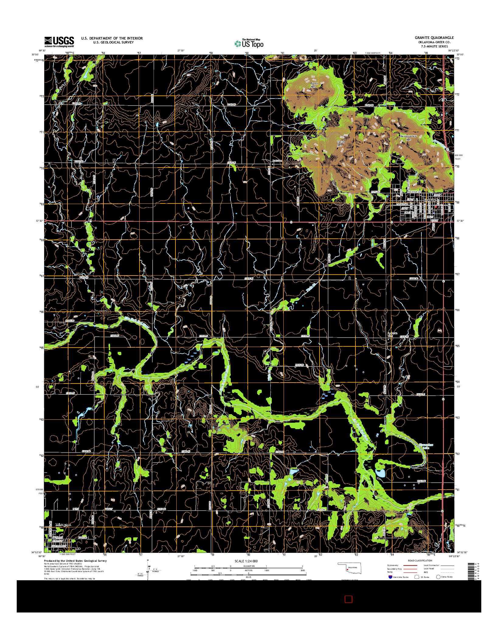 USGS US TOPO 7.5-MINUTE MAP FOR GRANITE, OK 2016