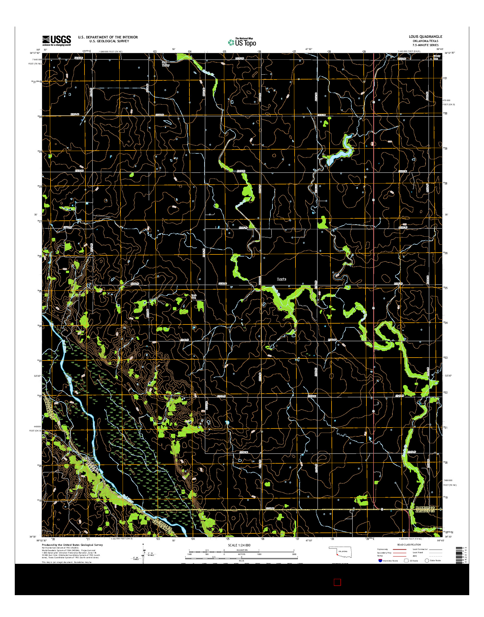 USGS US TOPO 7.5-MINUTE MAP FOR LOUIS, OK-TX 2016