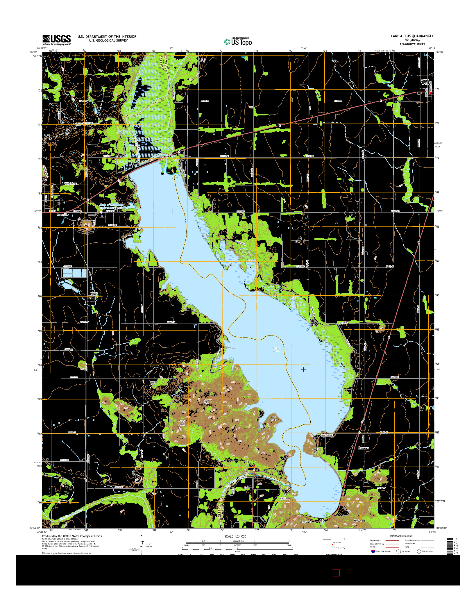 USGS US TOPO 7.5-MINUTE MAP FOR LAKE ALTUS, OK 2016