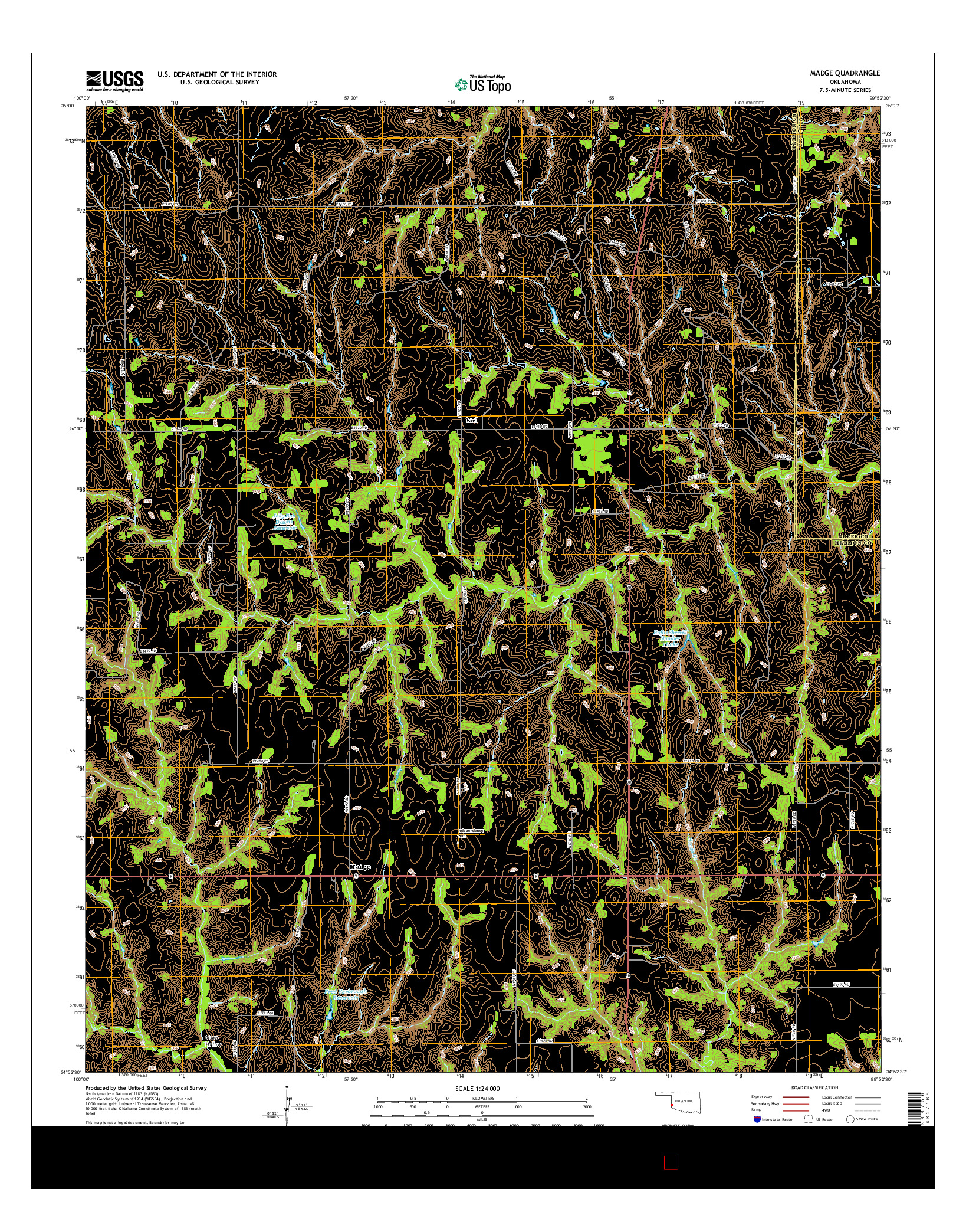 USGS US TOPO 7.5-MINUTE MAP FOR MADGE, OK 2016