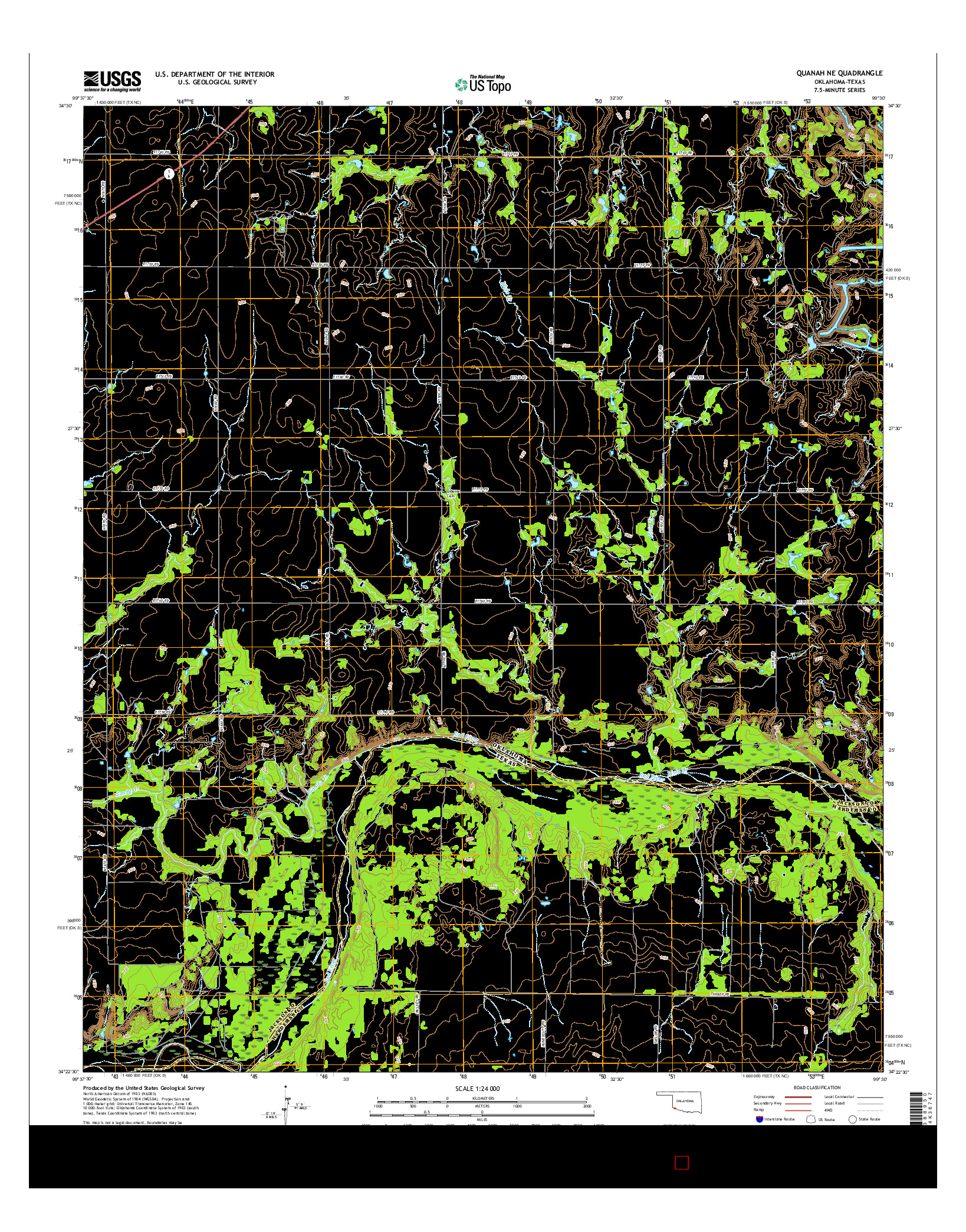 USGS US TOPO 7.5-MINUTE MAP FOR QUANAH NE, OK-TX 2016