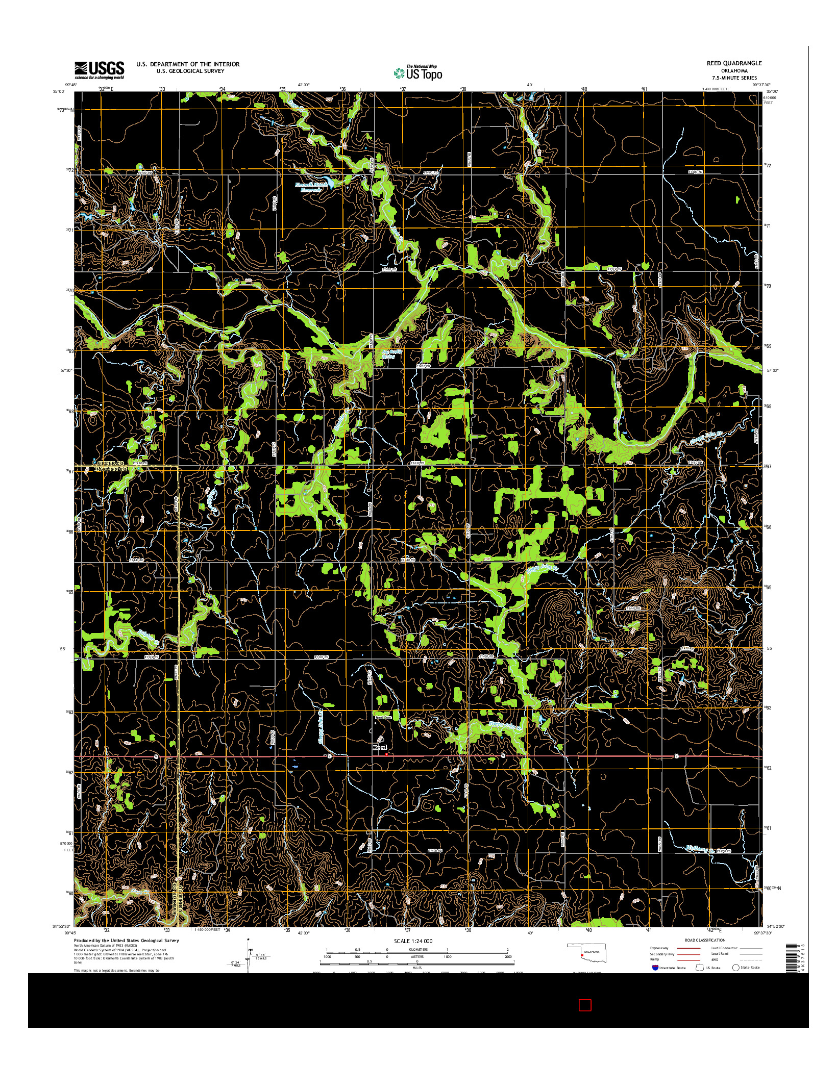 USGS US TOPO 7.5-MINUTE MAP FOR REED, OK 2016