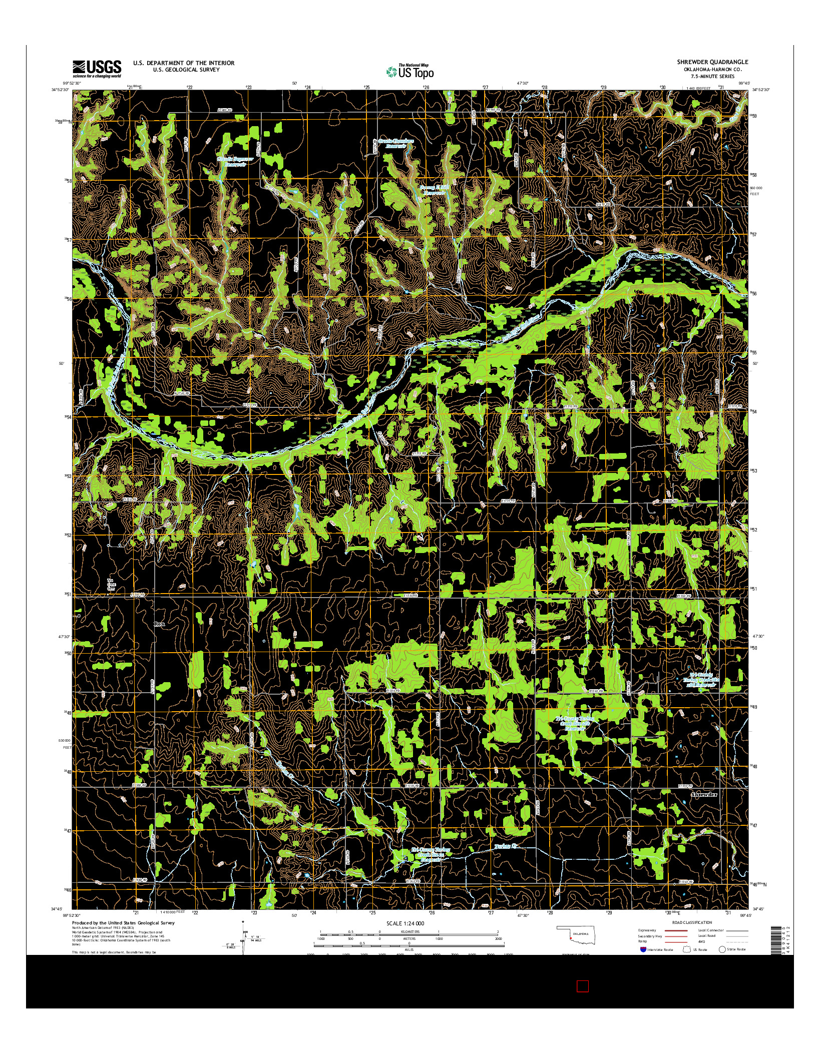 USGS US TOPO 7.5-MINUTE MAP FOR SHREWDER, OK 2016