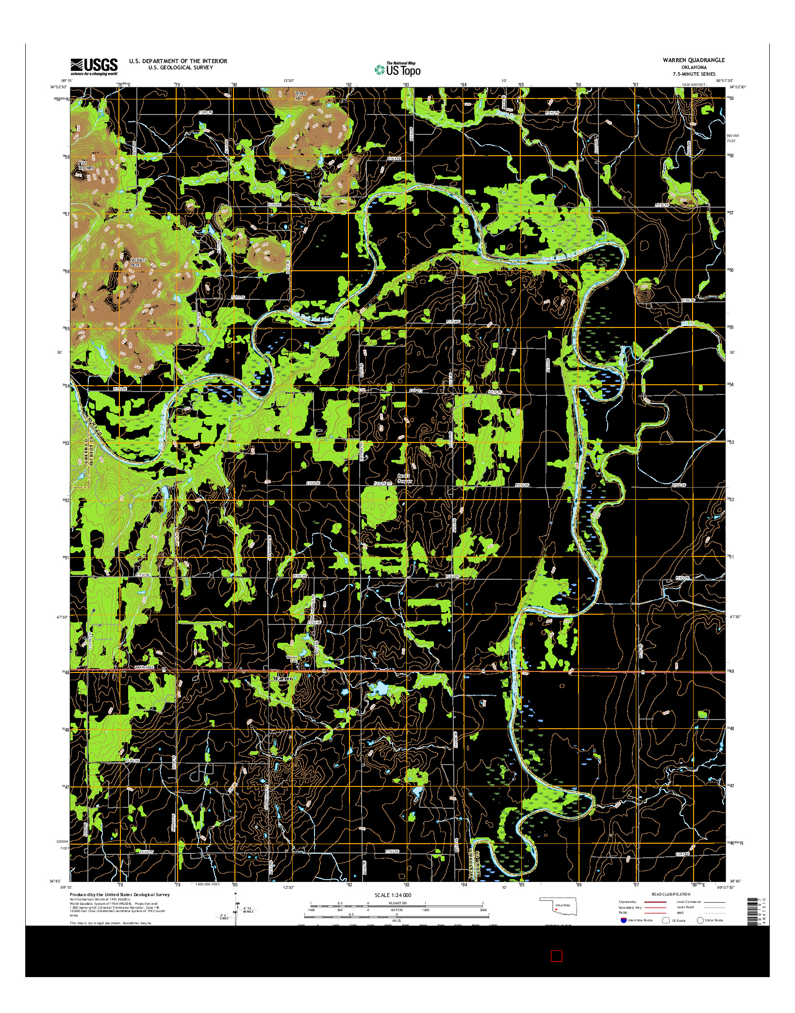 USGS US TOPO 7.5-MINUTE MAP FOR WARREN, OK 2016