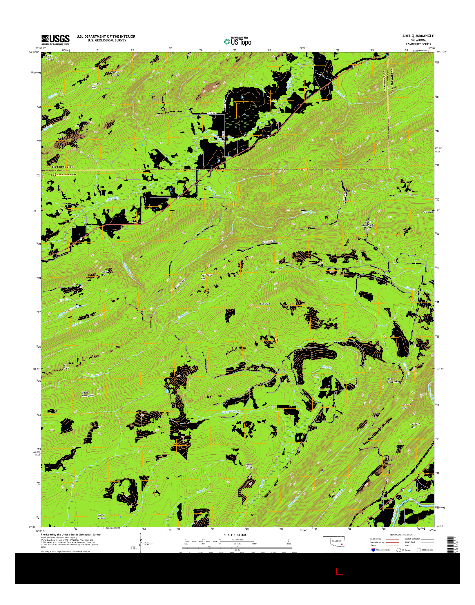 USGS US TOPO 7.5-MINUTE MAP FOR ADEL, OK 2016