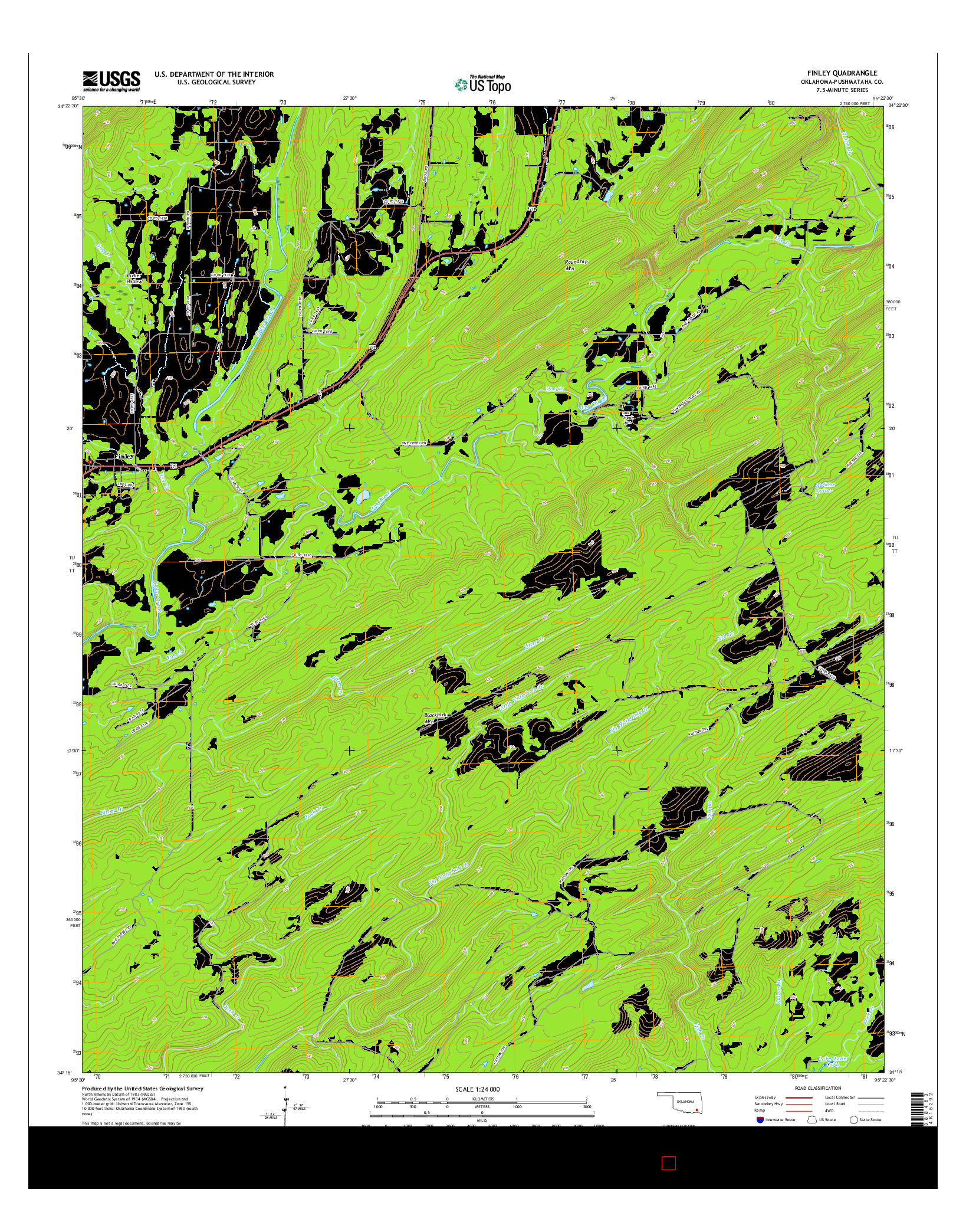 USGS US TOPO 7.5-MINUTE MAP FOR FINLEY, OK 2016