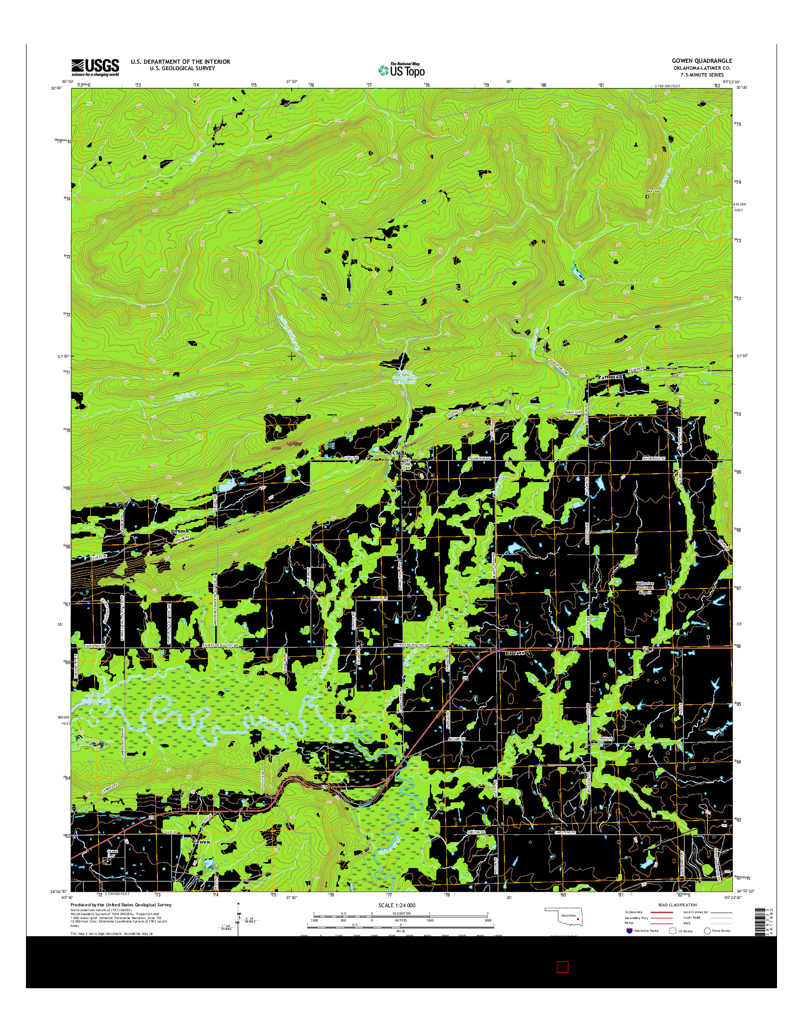 USGS US TOPO 7.5-MINUTE MAP FOR GOWEN, OK 2016