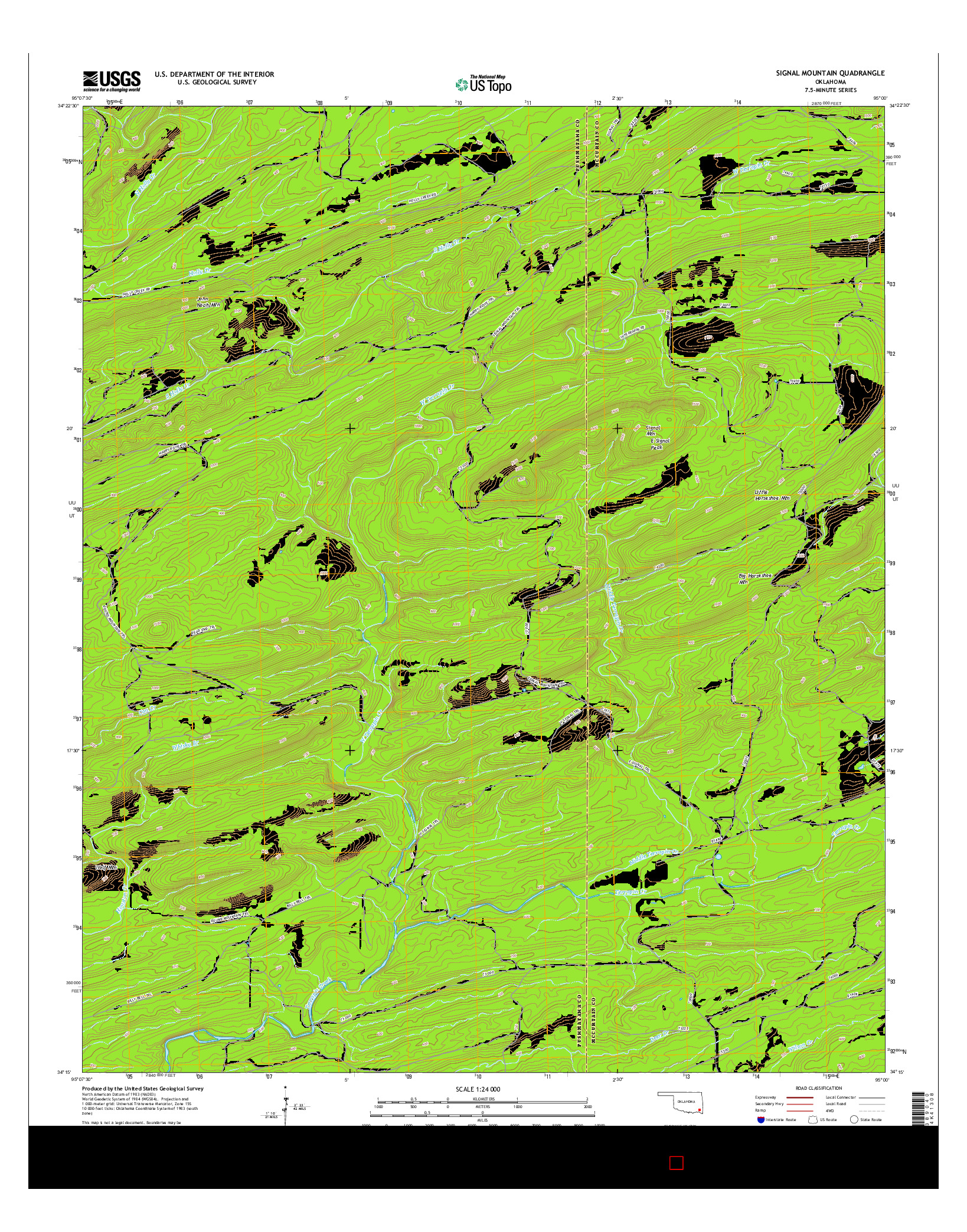 USGS US TOPO 7.5-MINUTE MAP FOR SIGNAL MOUNTAIN, OK 2016