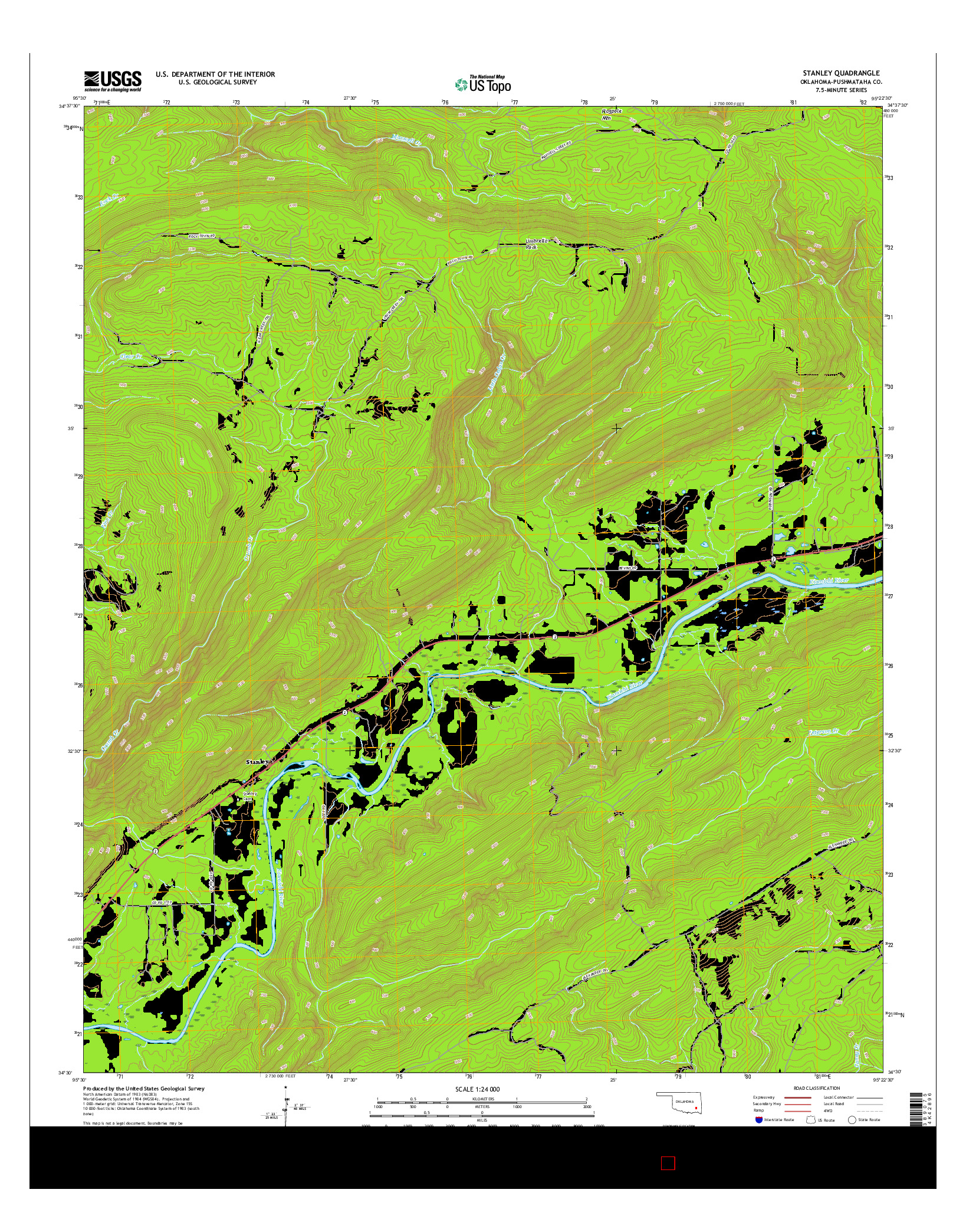 USGS US TOPO 7.5-MINUTE MAP FOR STANLEY, OK 2016