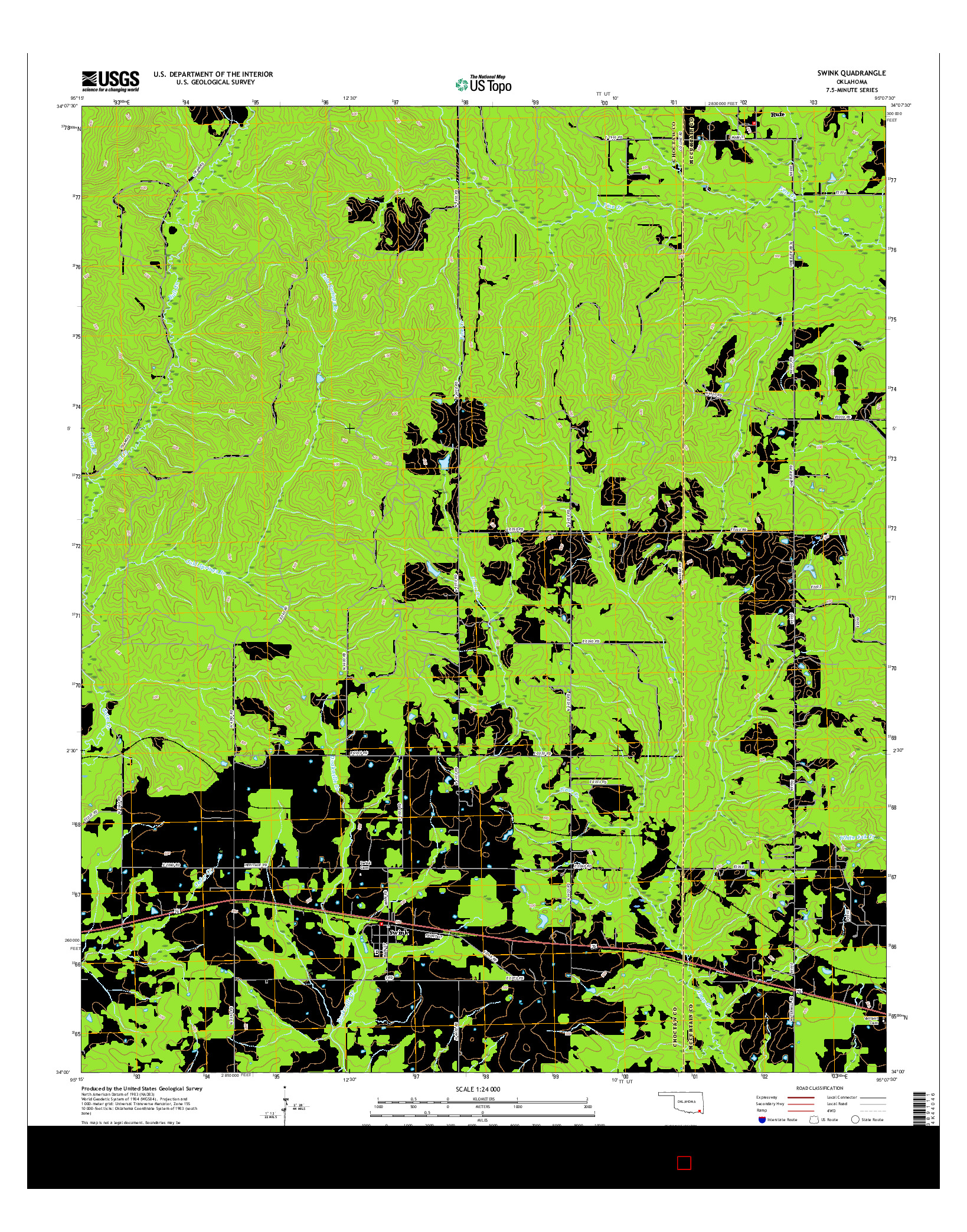 USGS US TOPO 7.5-MINUTE MAP FOR SWINK, OK 2016