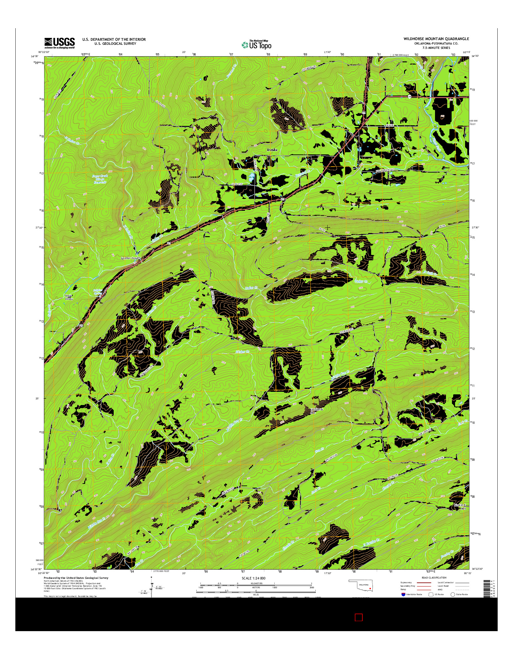 USGS US TOPO 7.5-MINUTE MAP FOR WILDHORSE MOUNTAIN, OK 2016