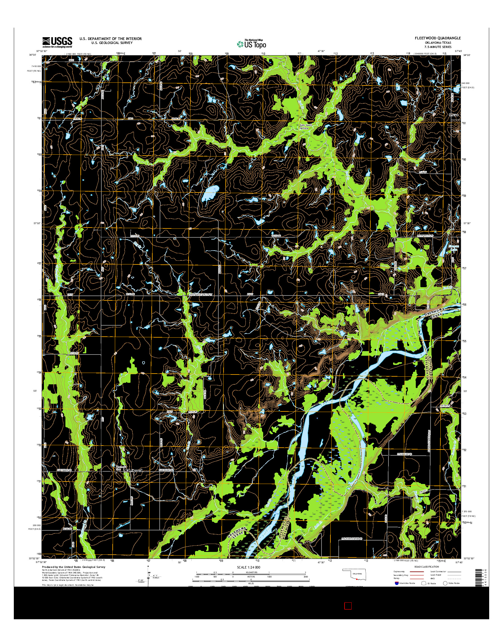 USGS US TOPO 7.5-MINUTE MAP FOR FLEETWOOD, OK-TX 2016