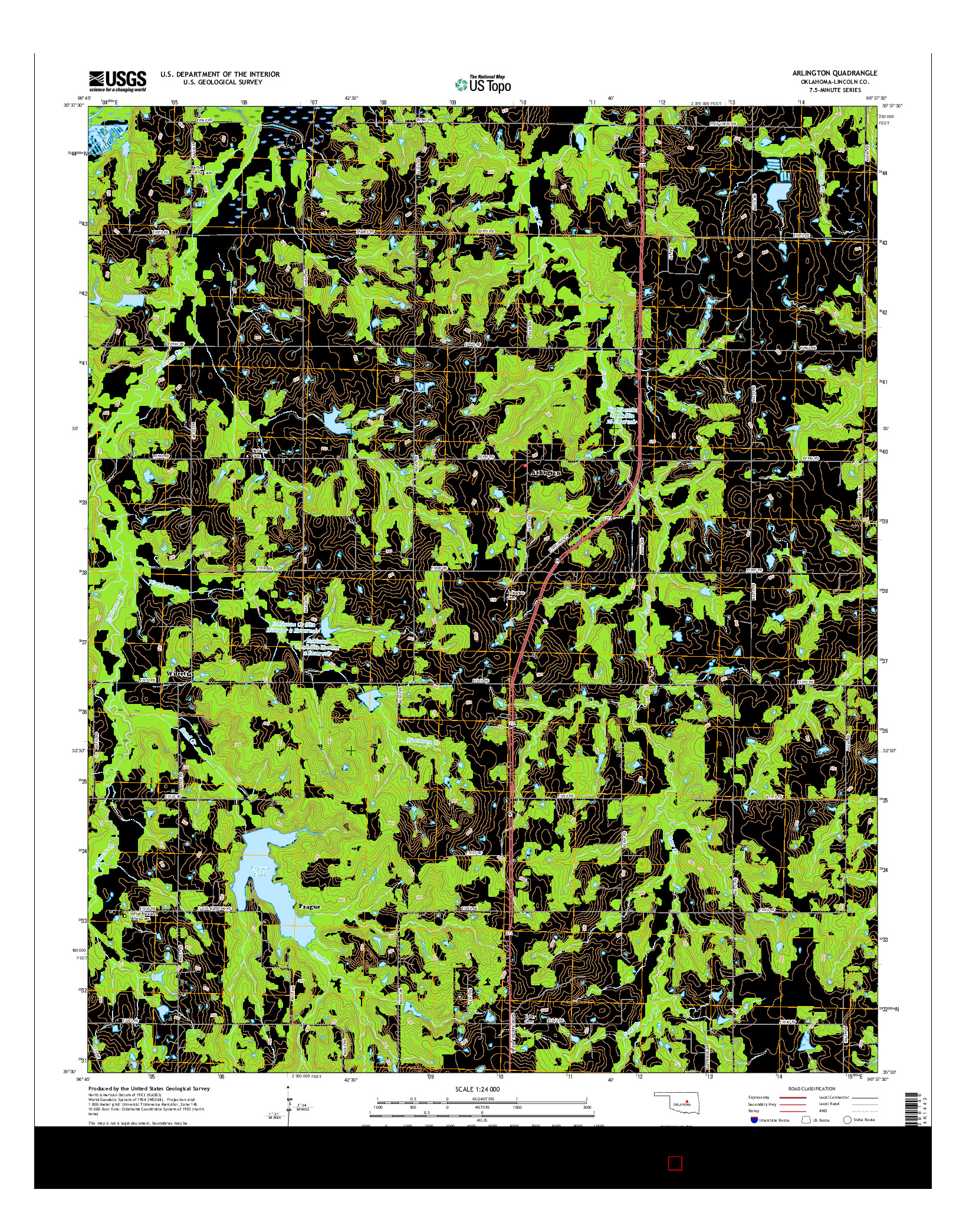 USGS US TOPO 7.5-MINUTE MAP FOR ARLINGTON, OK 2016