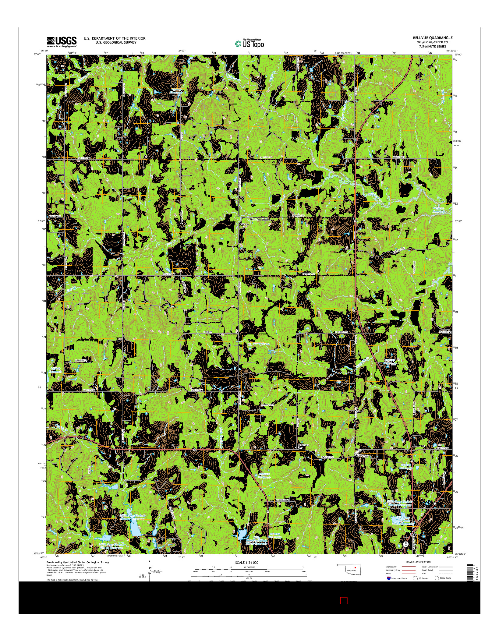 USGS US TOPO 7.5-MINUTE MAP FOR BELLVUE, OK 2016