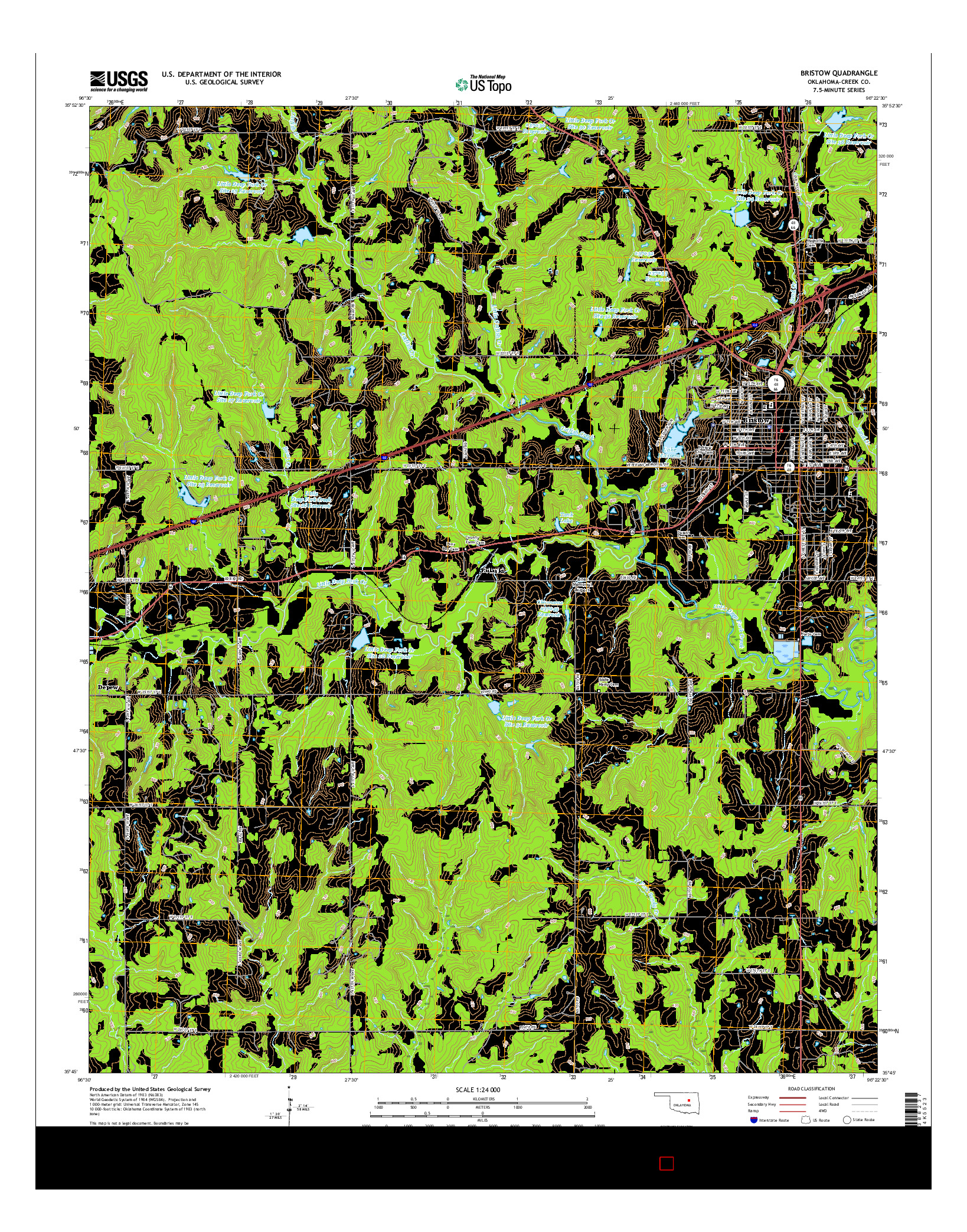 USGS US TOPO 7.5-MINUTE MAP FOR BRISTOW, OK 2016