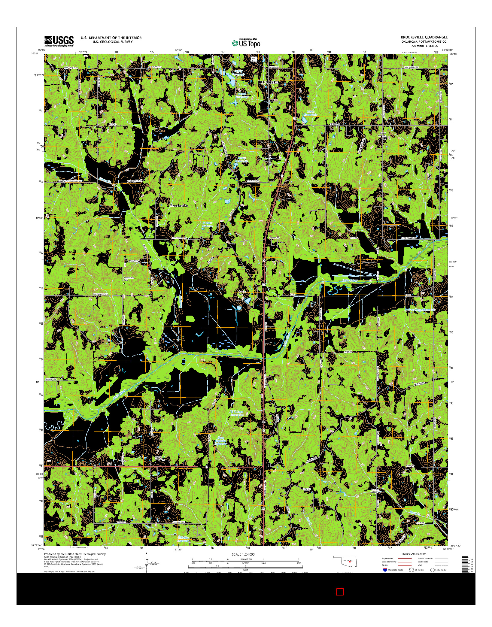 USGS US TOPO 7.5-MINUTE MAP FOR BROOKSVILLE, OK 2016