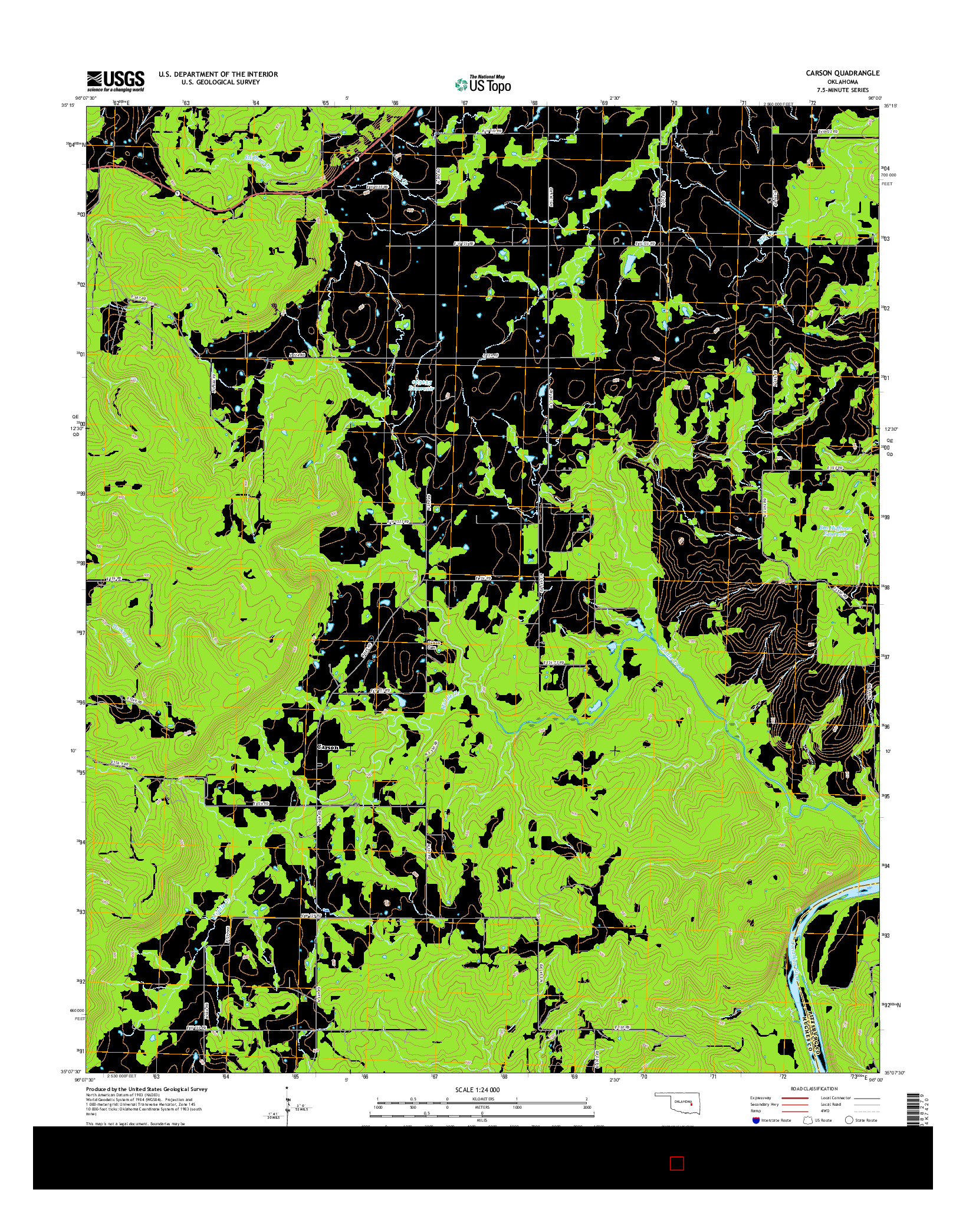 USGS US TOPO 7.5-MINUTE MAP FOR CARSON, OK 2016