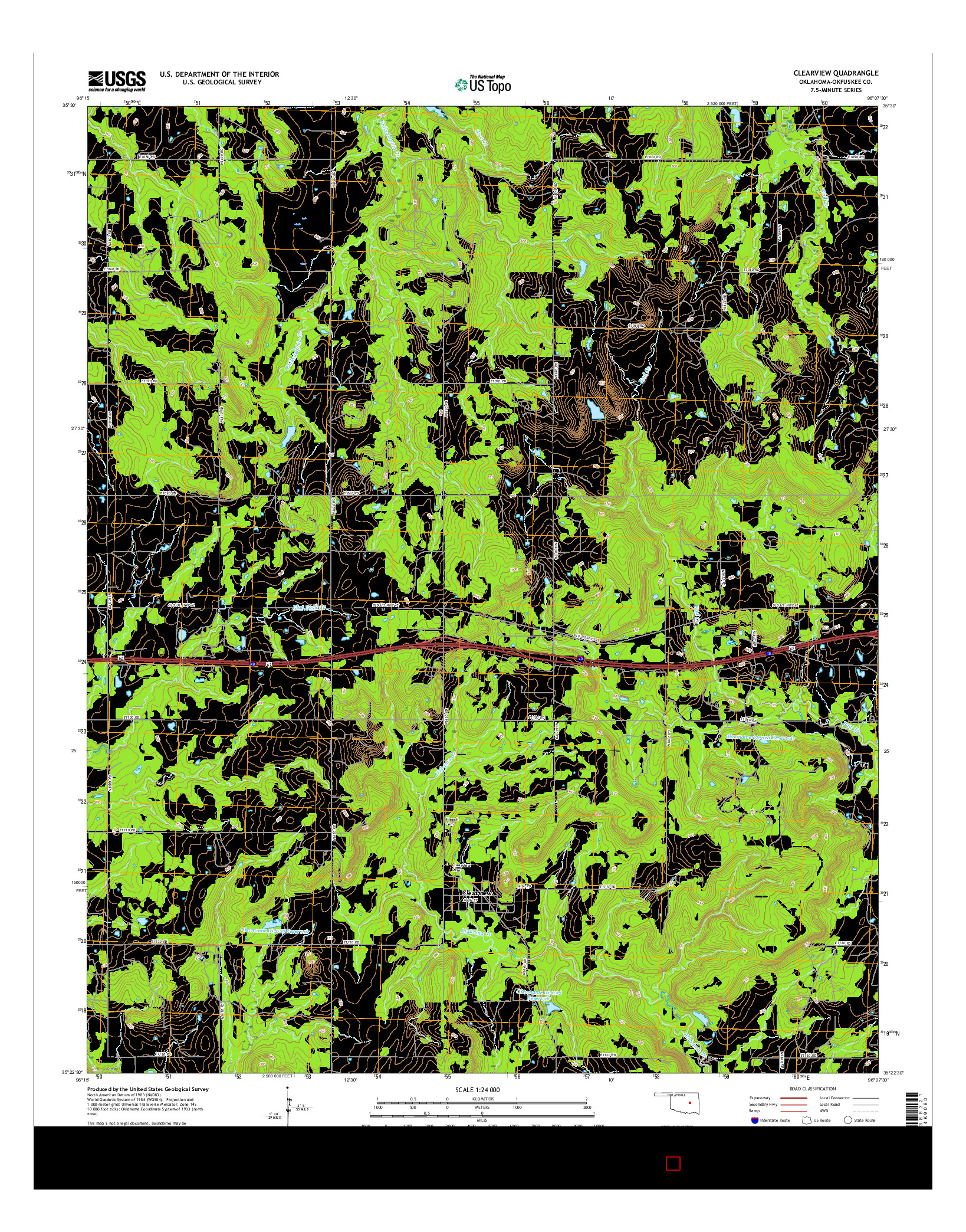 USGS US TOPO 7.5-MINUTE MAP FOR CLEARVIEW, OK 2016