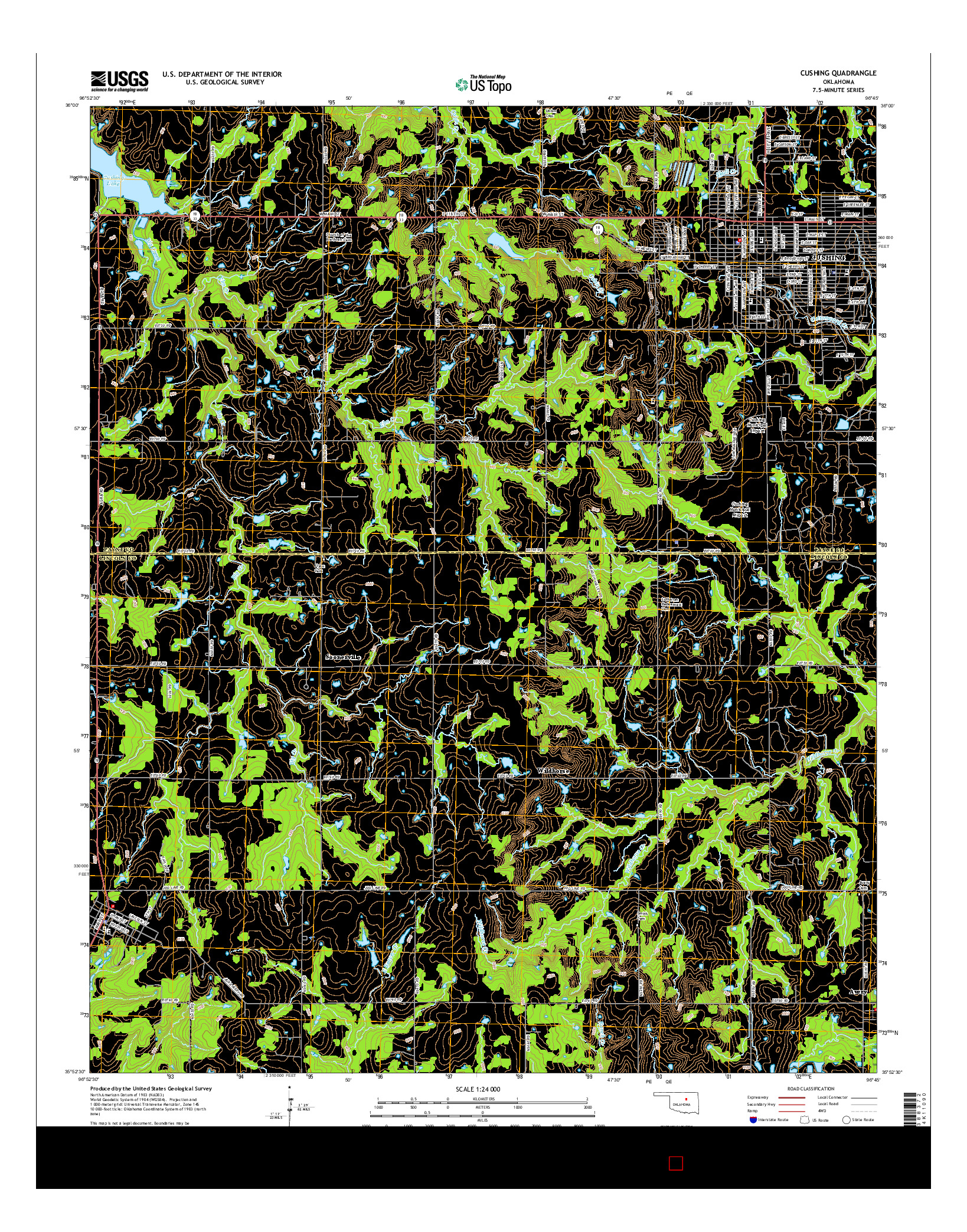 USGS US TOPO 7.5-MINUTE MAP FOR CUSHING, OK 2016