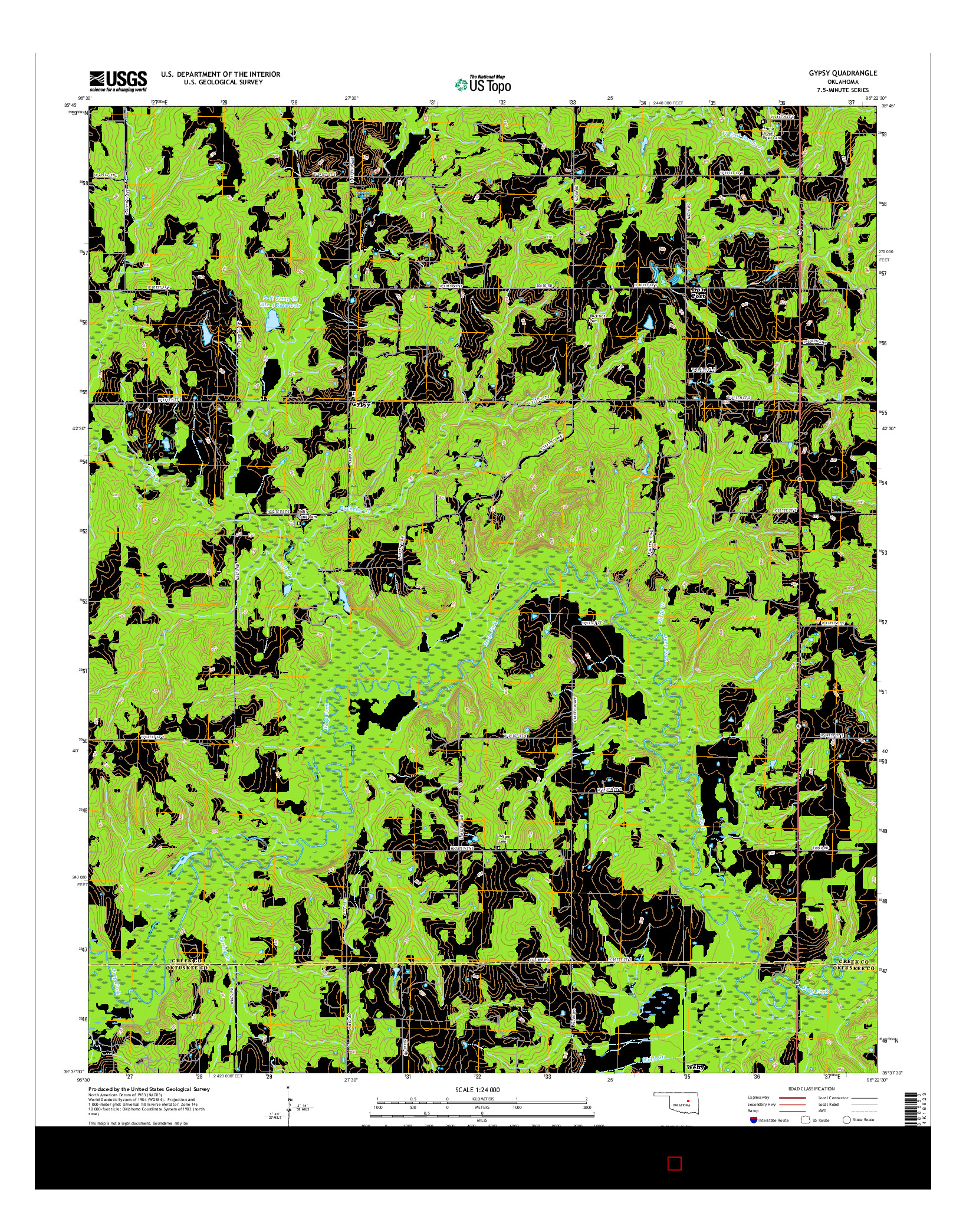 USGS US TOPO 7.5-MINUTE MAP FOR GYPSY, OK 2016