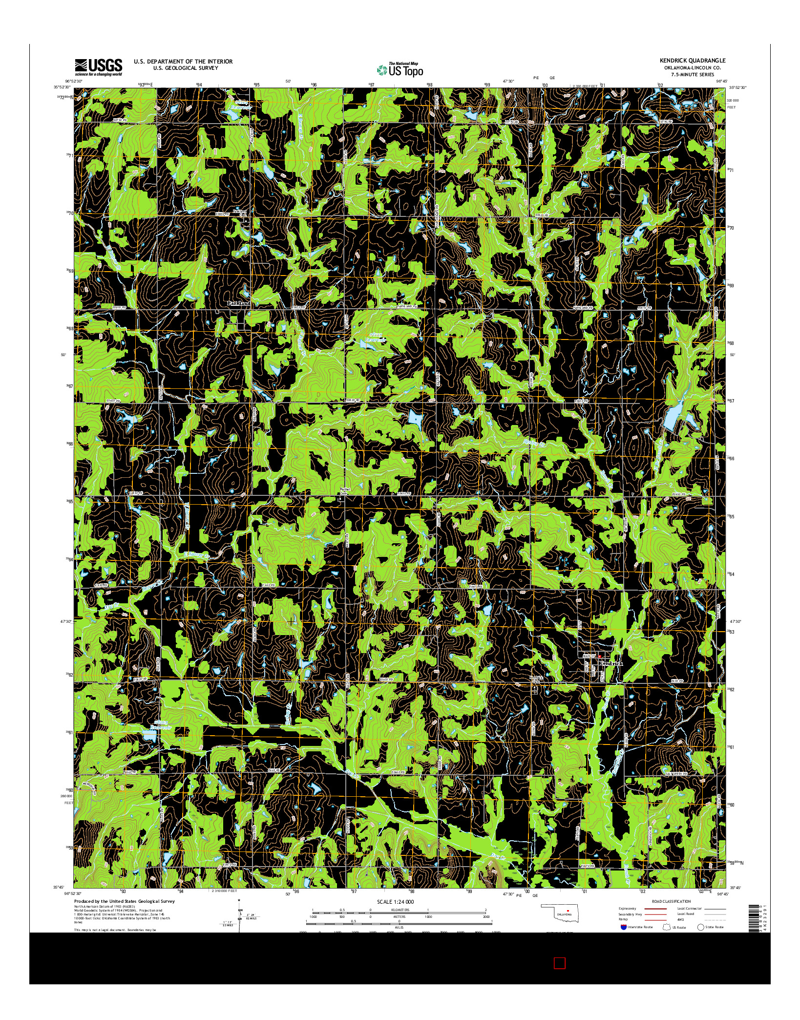 USGS US TOPO 7.5-MINUTE MAP FOR KENDRICK, OK 2016