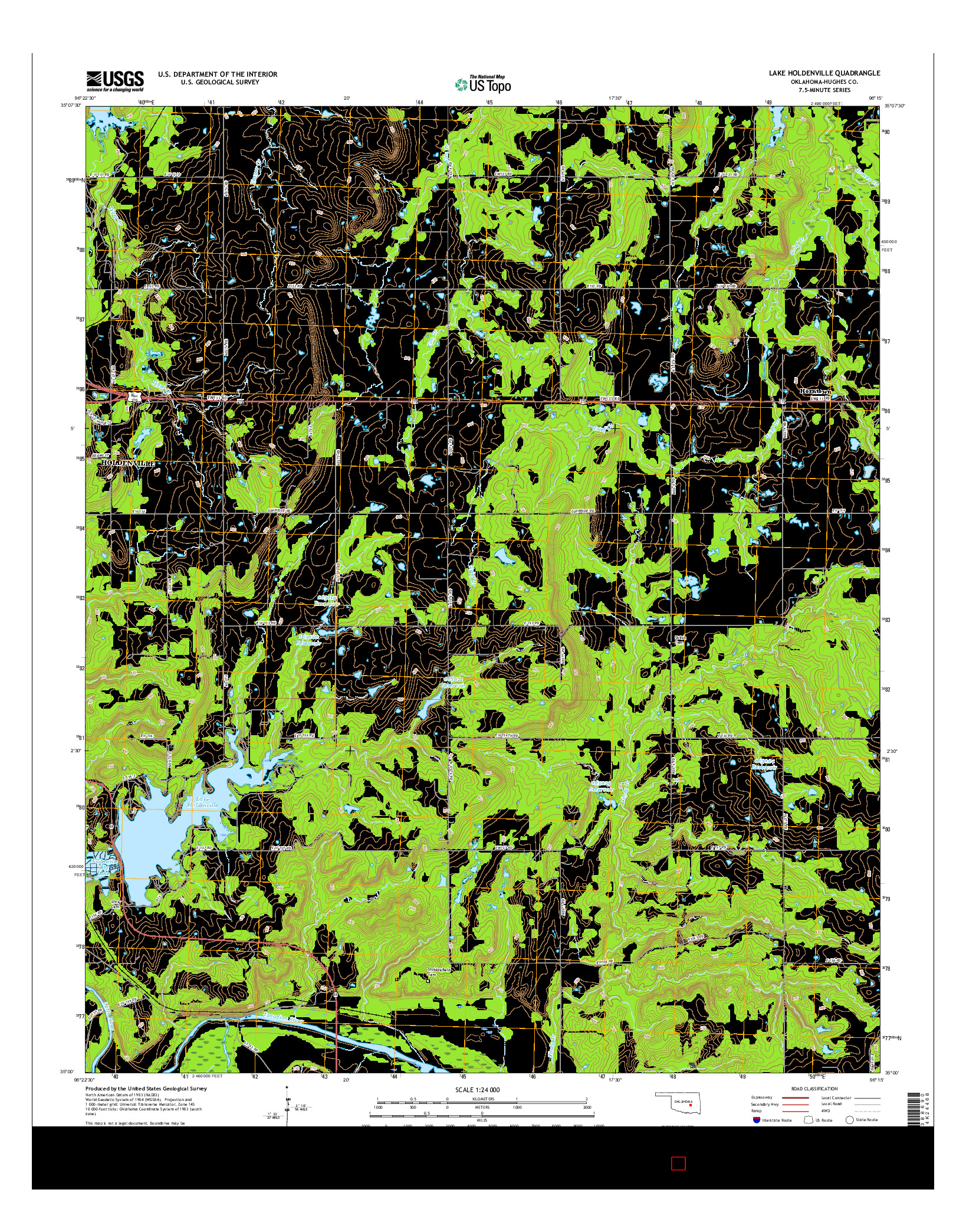 USGS US TOPO 7.5-MINUTE MAP FOR LAKE HOLDENVILLE, OK 2016