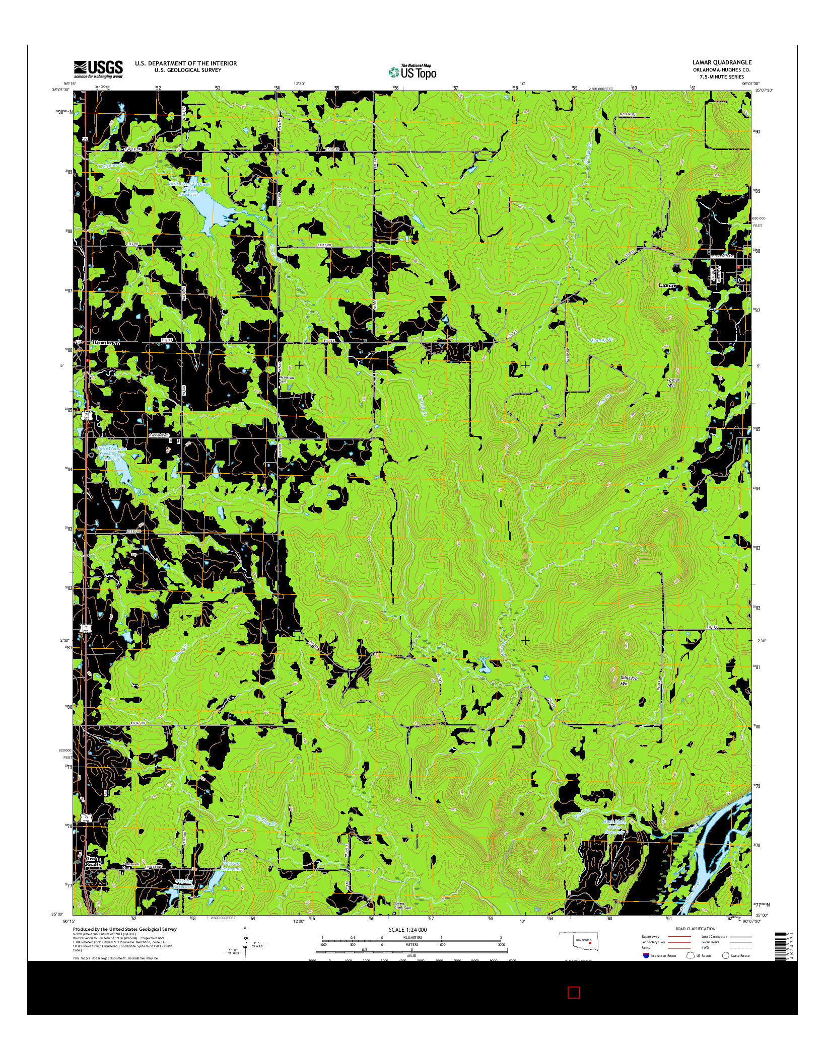 USGS US TOPO 7.5-MINUTE MAP FOR LAMAR, OK 2016