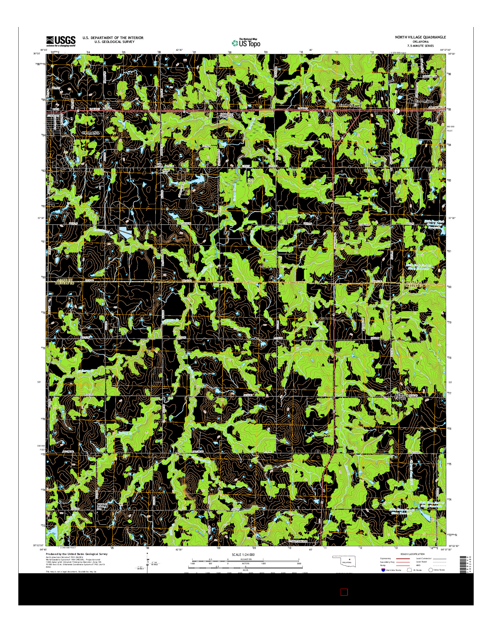 USGS US TOPO 7.5-MINUTE MAP FOR NORTH VILLAGE, OK 2016