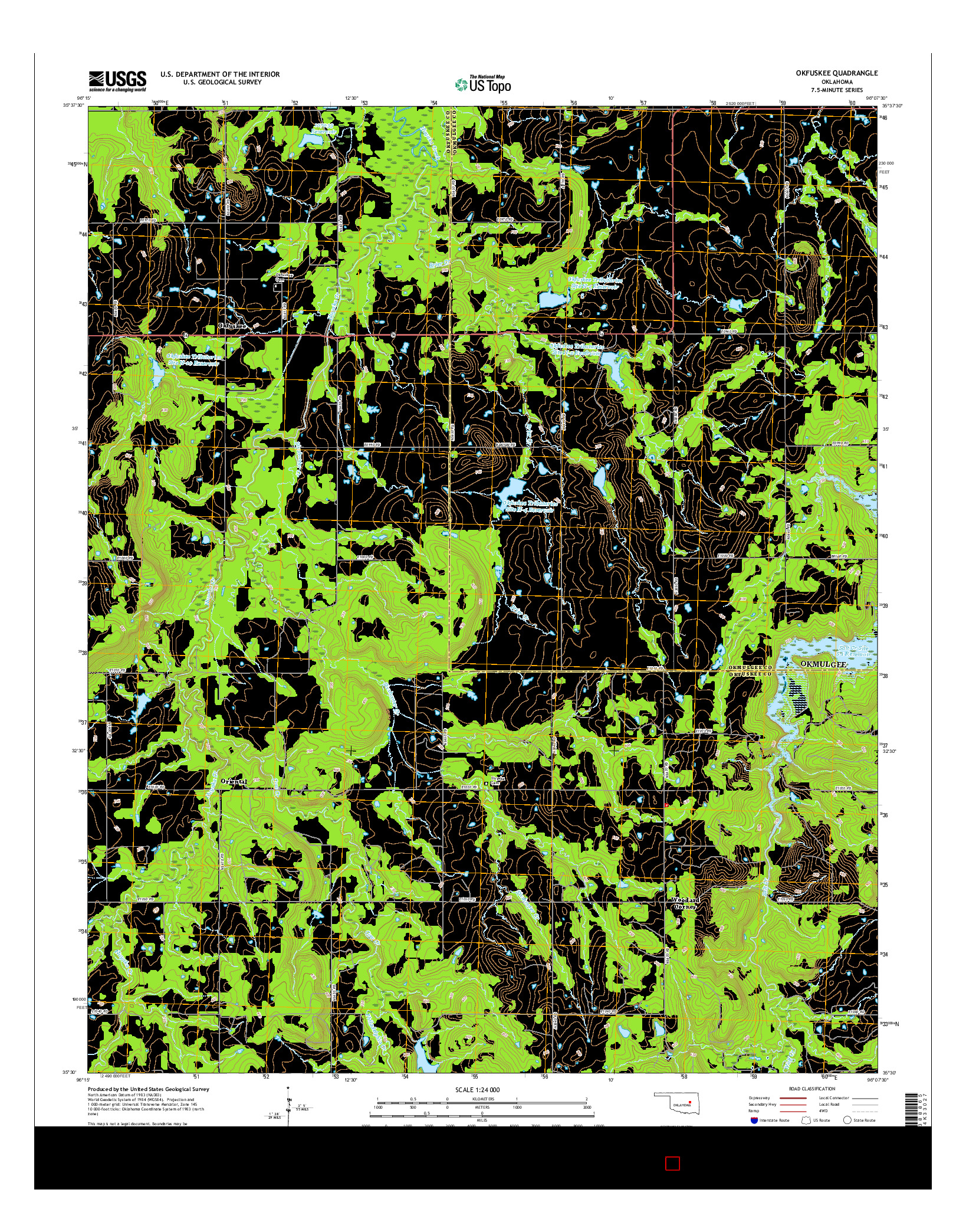 USGS US TOPO 7.5-MINUTE MAP FOR OKFUSKEE, OK 2016