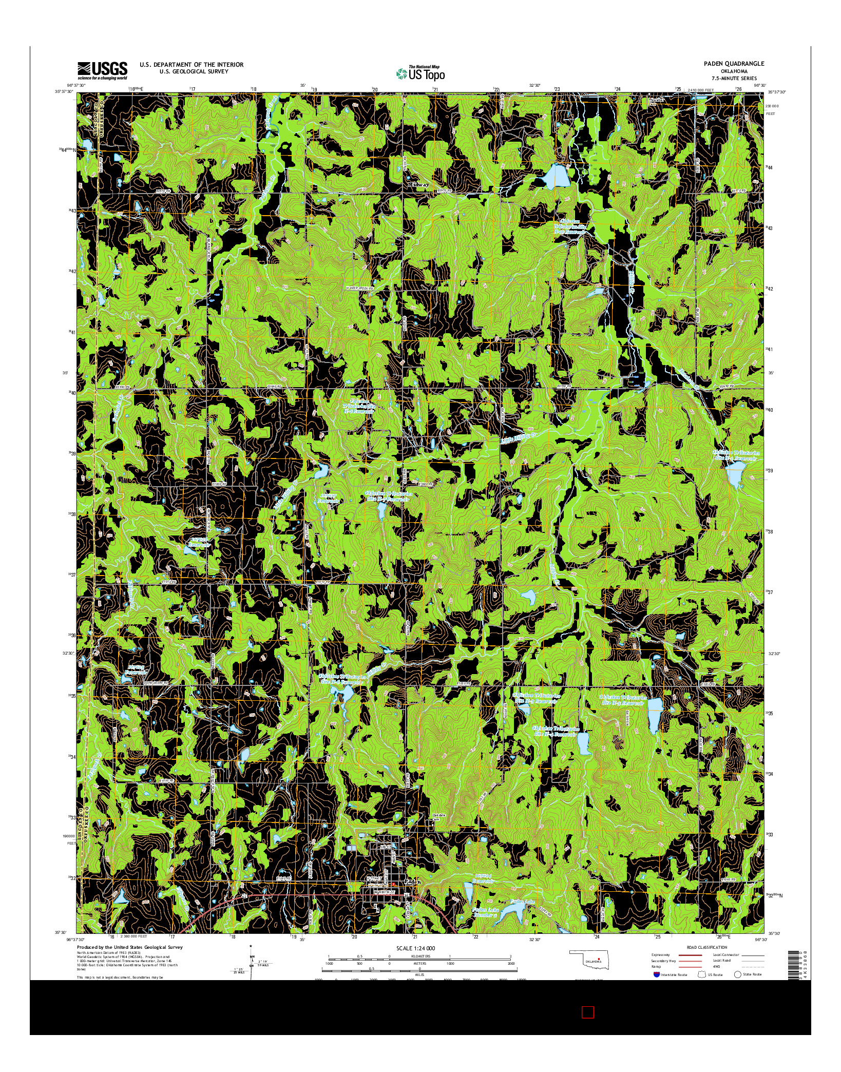 USGS US TOPO 7.5-MINUTE MAP FOR PADEN, OK 2016