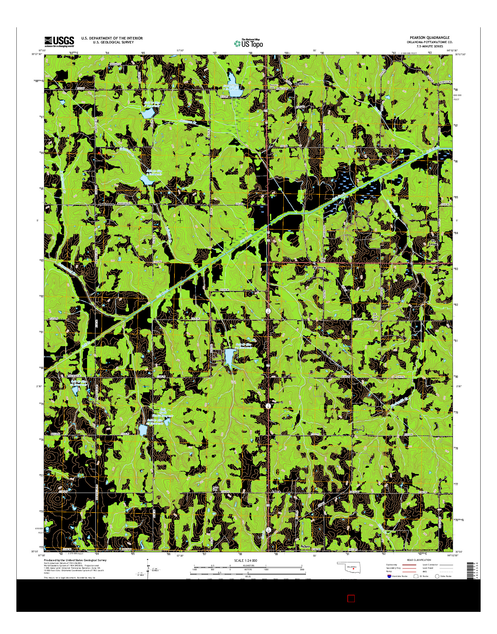 USGS US TOPO 7.5-MINUTE MAP FOR PEARSON, OK 2016