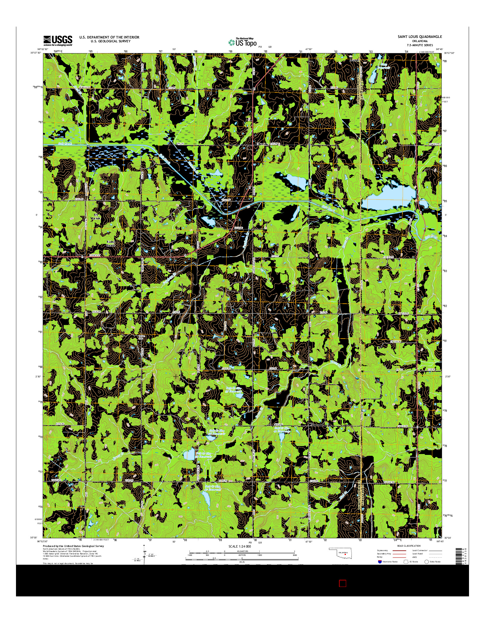 USGS US TOPO 7.5-MINUTE MAP FOR SAINT LOUIS, OK 2016