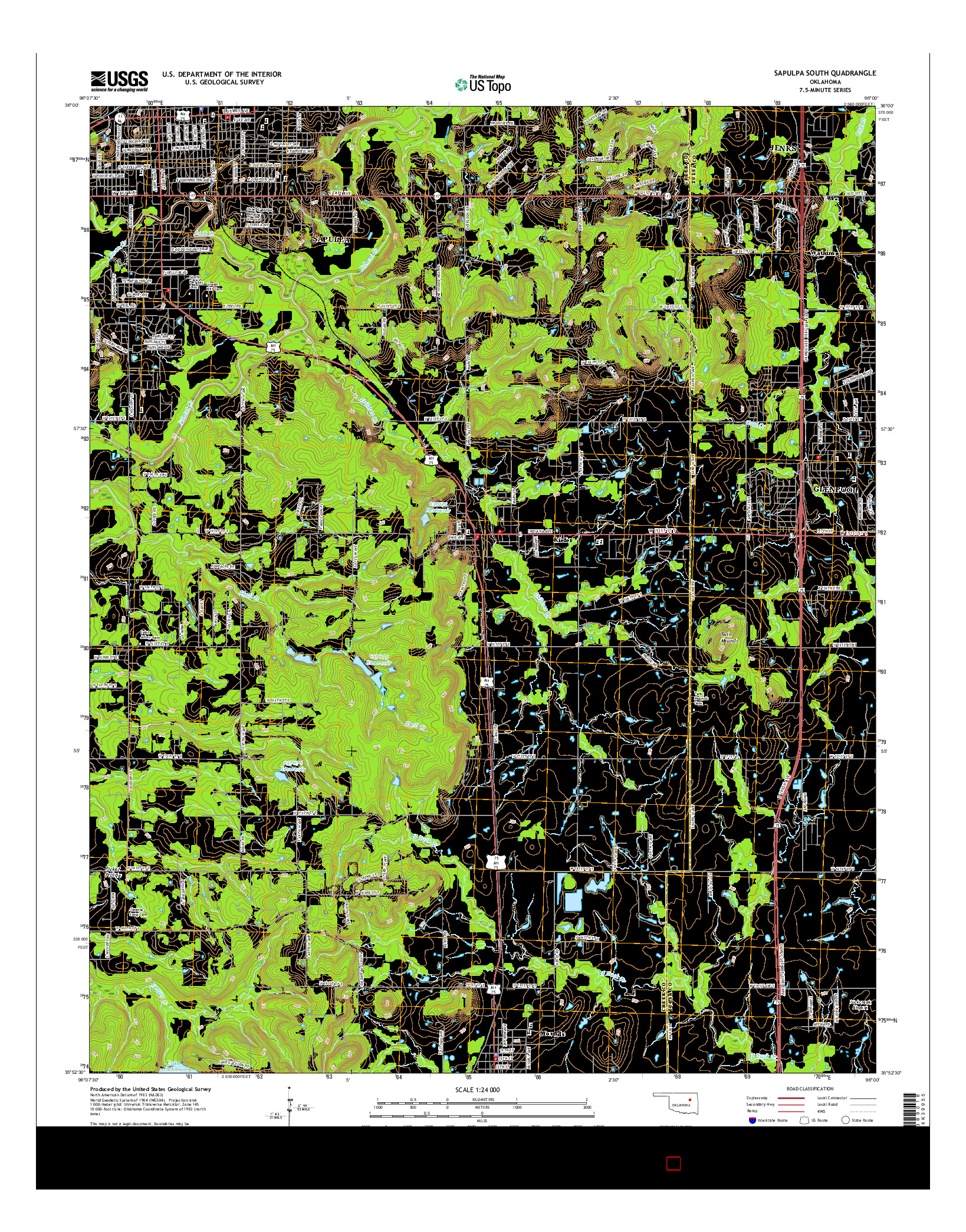 USGS US TOPO 7.5-MINUTE MAP FOR SAPULPA SOUTH, OK 2016