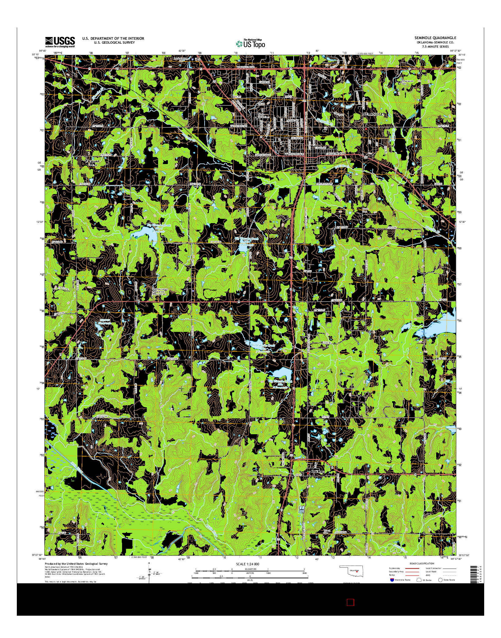 USGS US TOPO 7.5-MINUTE MAP FOR SEMINOLE, OK 2016