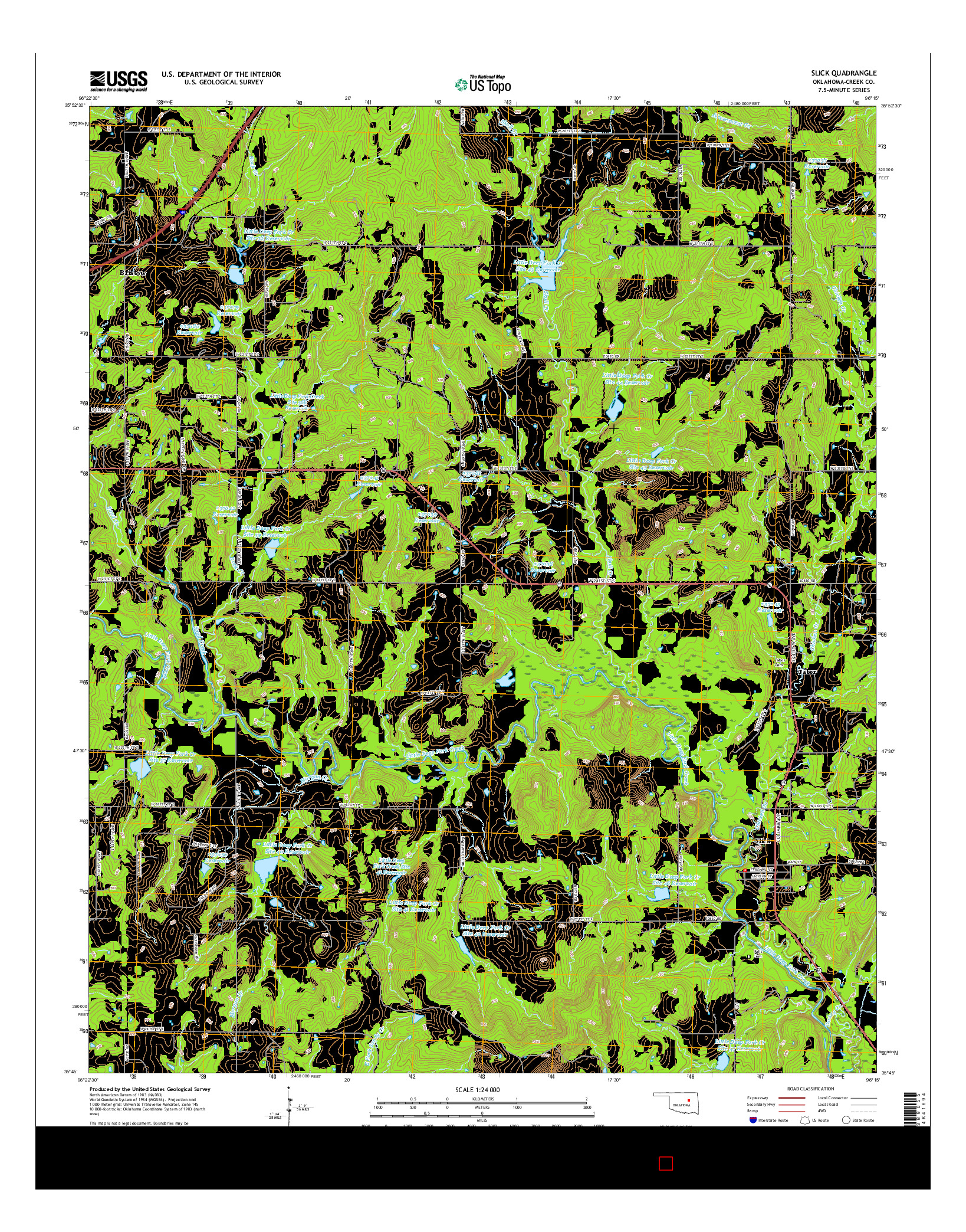 USGS US TOPO 7.5-MINUTE MAP FOR SLICK, OK 2016